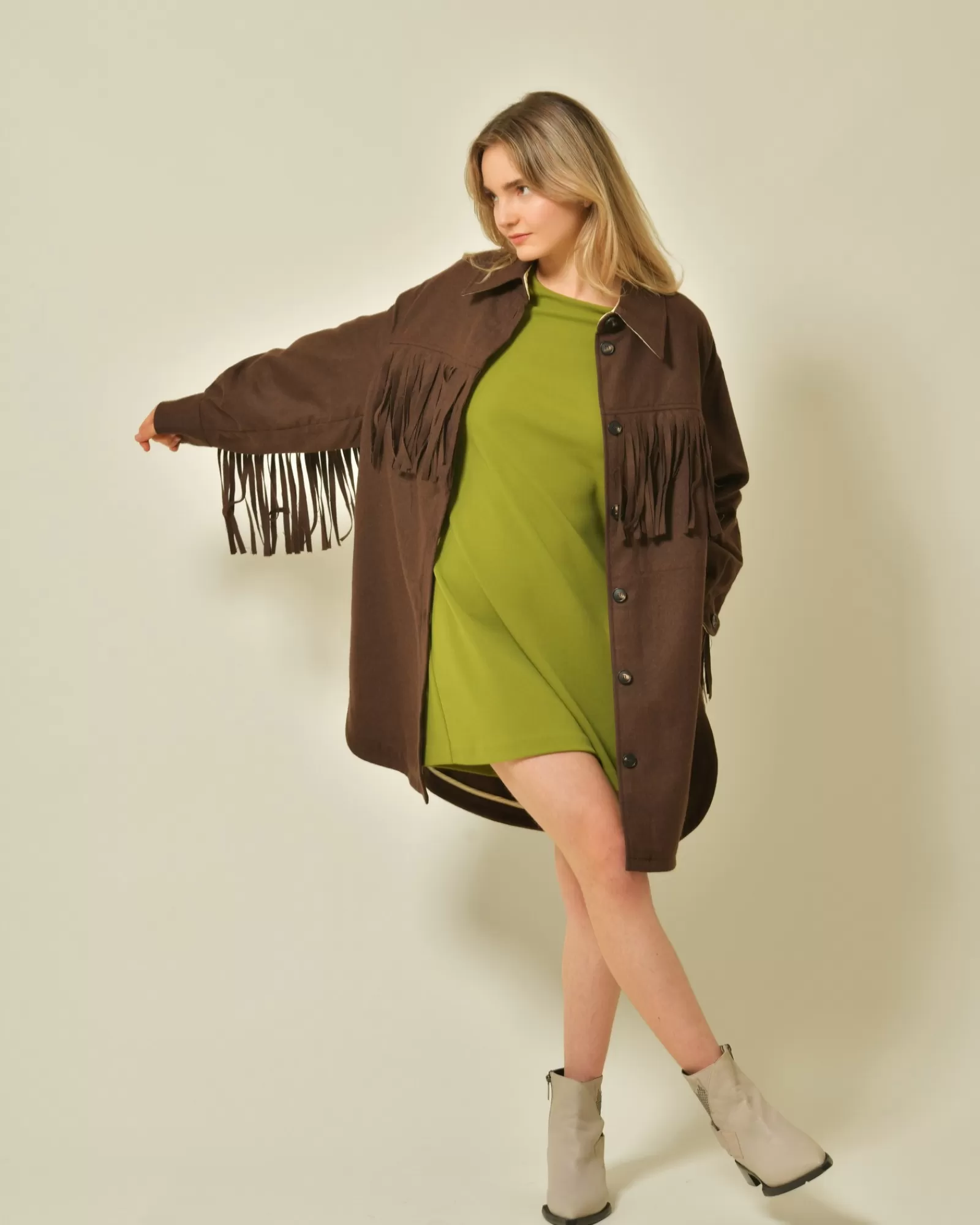 La Piscine Paris Robe en crêpe olive Vicario Cinque Vert Best Sale