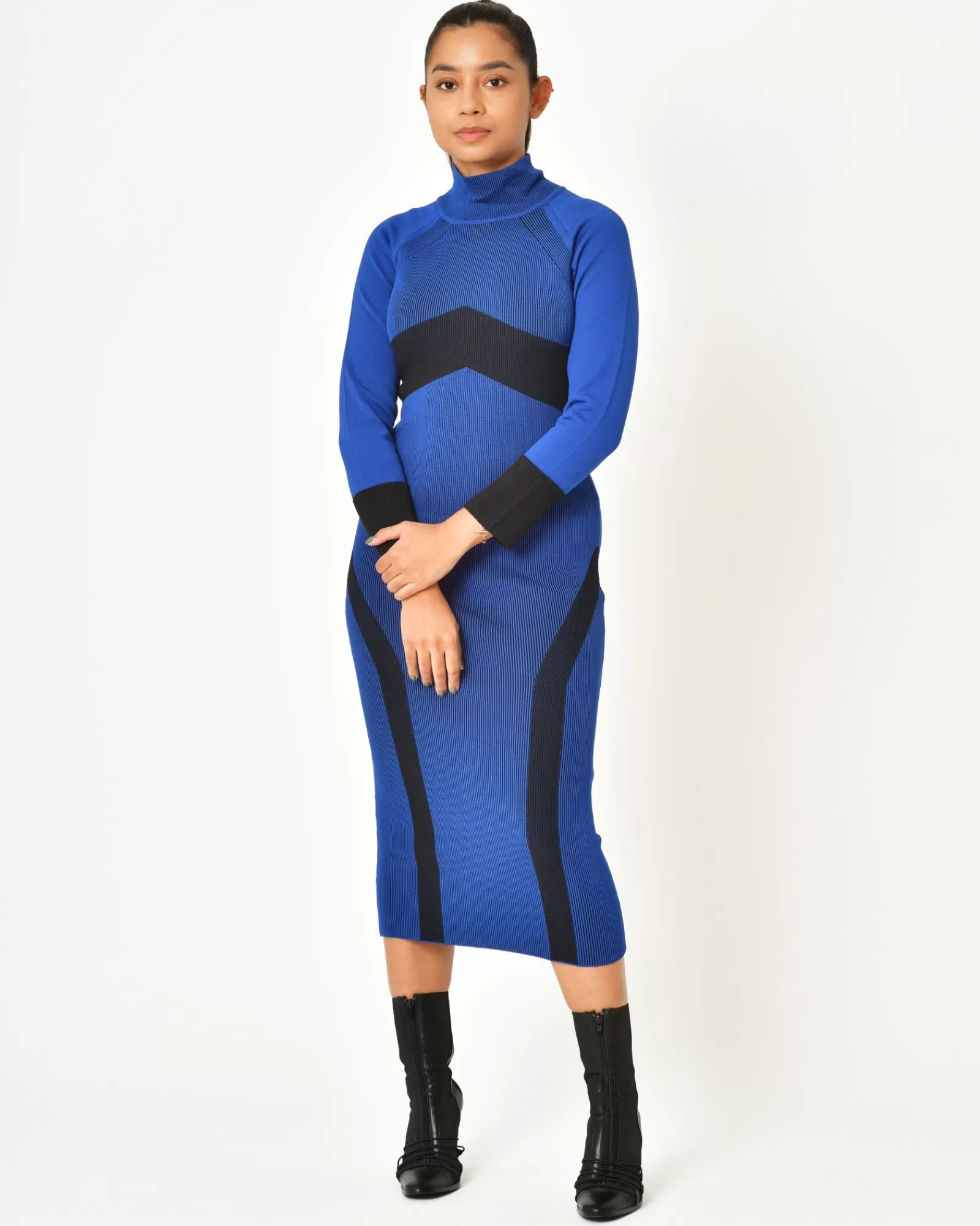 La Piscine Paris Robe en maille sportive à détail bicolore Malloni Bleu Online