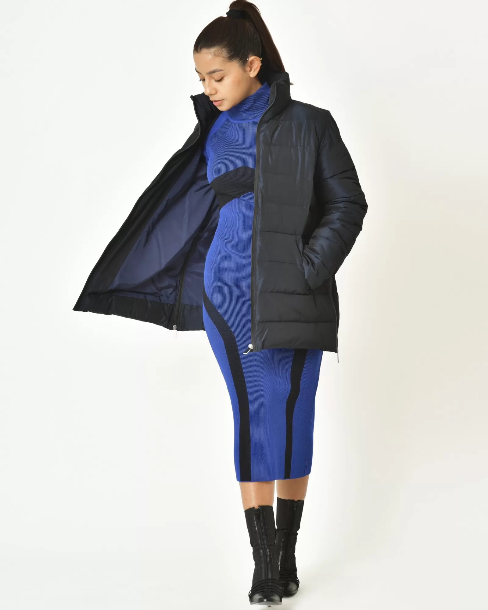 La Piscine Paris Robe en maille sportive à détail bicolore Malloni Bleu Online
