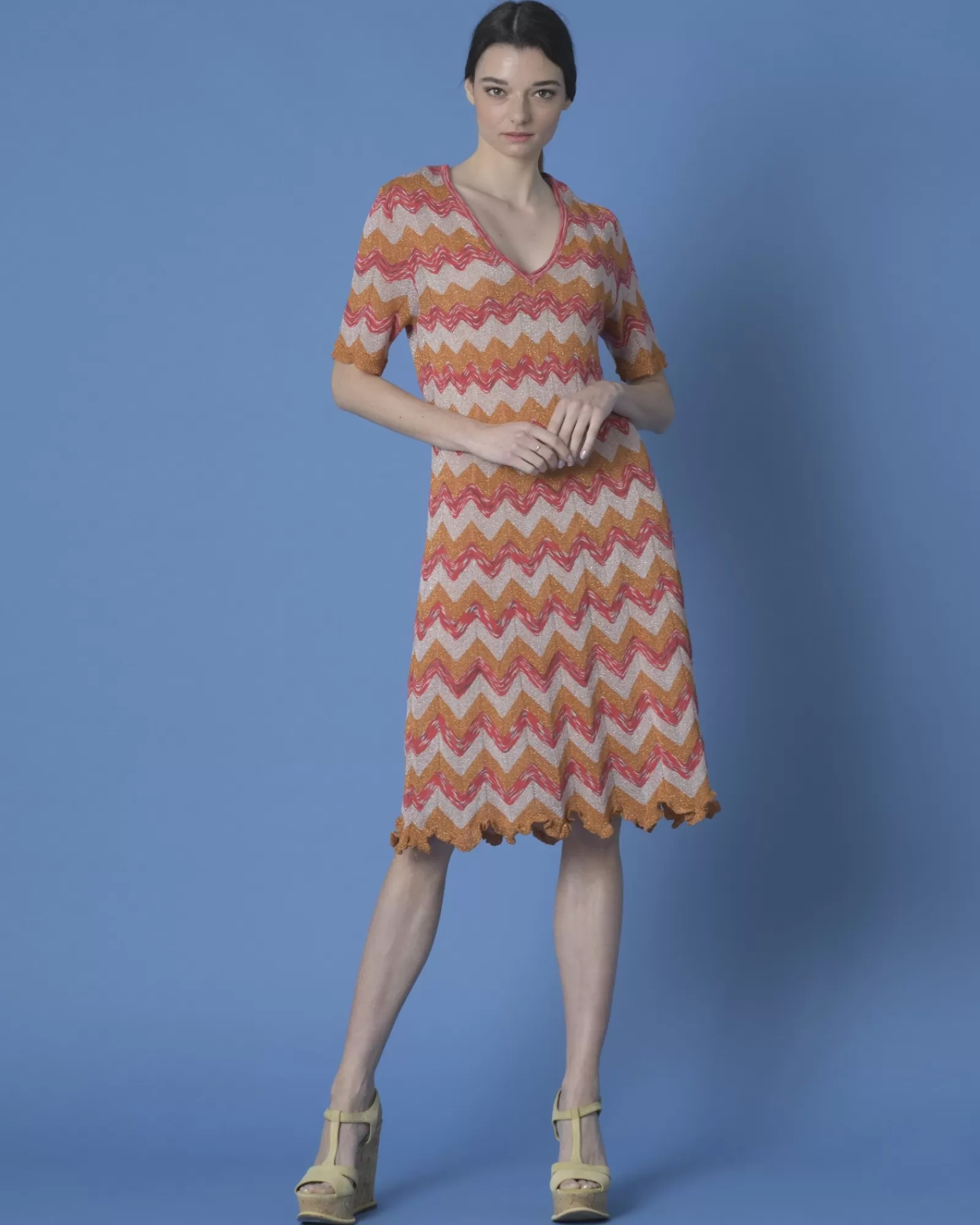 La Piscine Paris Robe en maille tricolore Missoni Orange Cheap