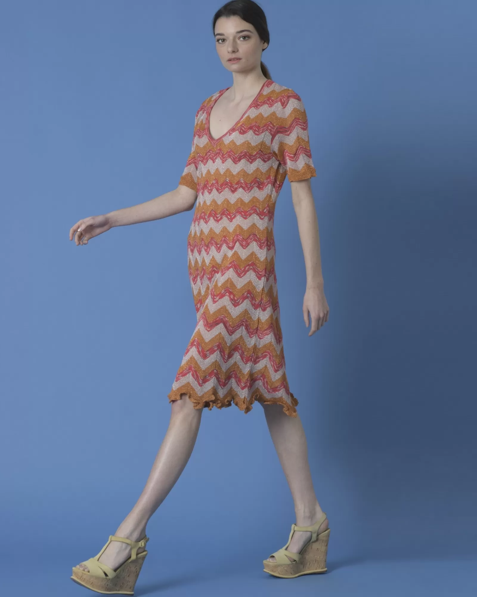 La Piscine Paris Robe en maille tricolore Missoni Orange Cheap