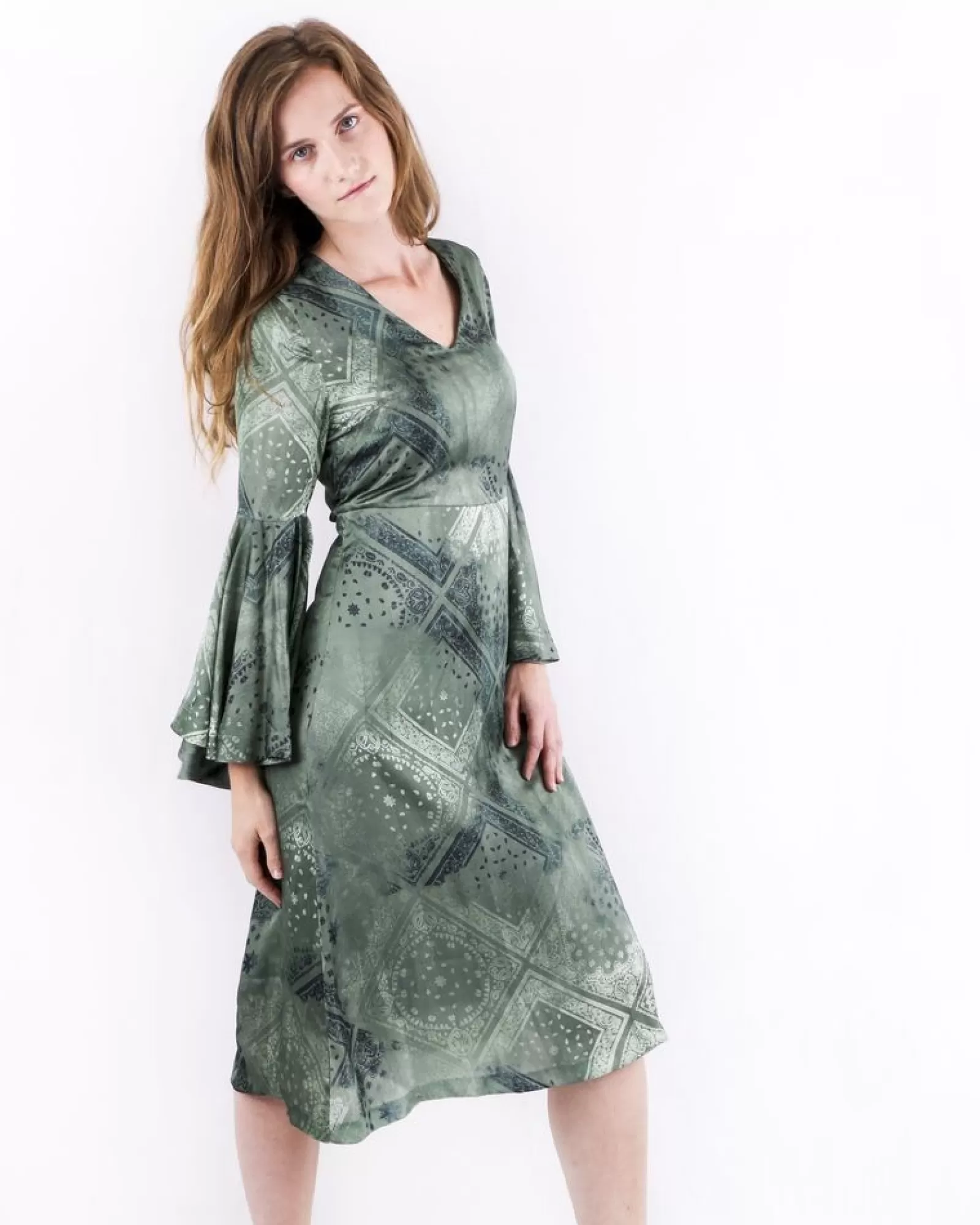 La Piscine Paris Robe en satin à imprimés bandanas Maison Pere Vert Cheap