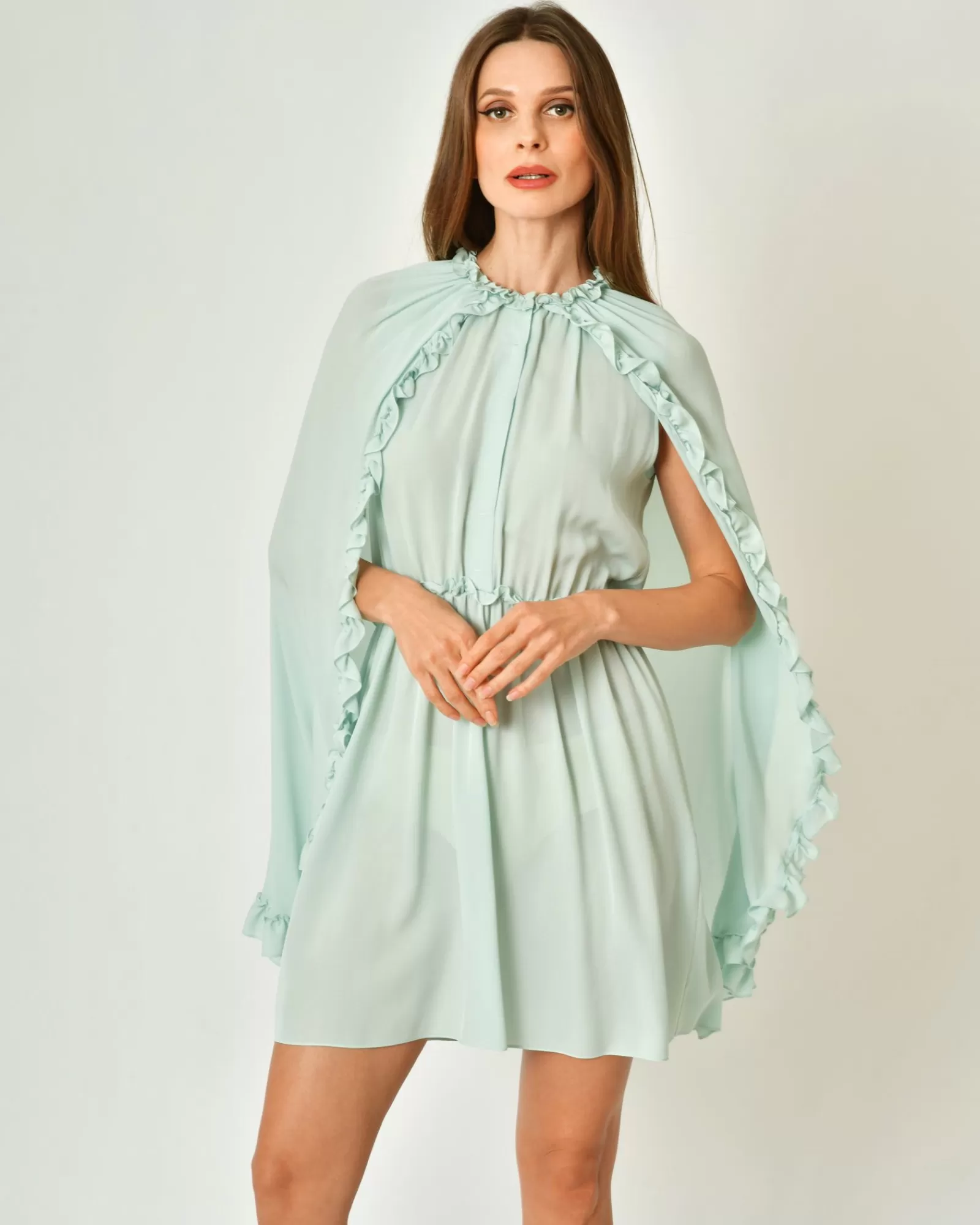 La Piscine Paris Robe en soie avec cape Dice Kayek Bleu Discount