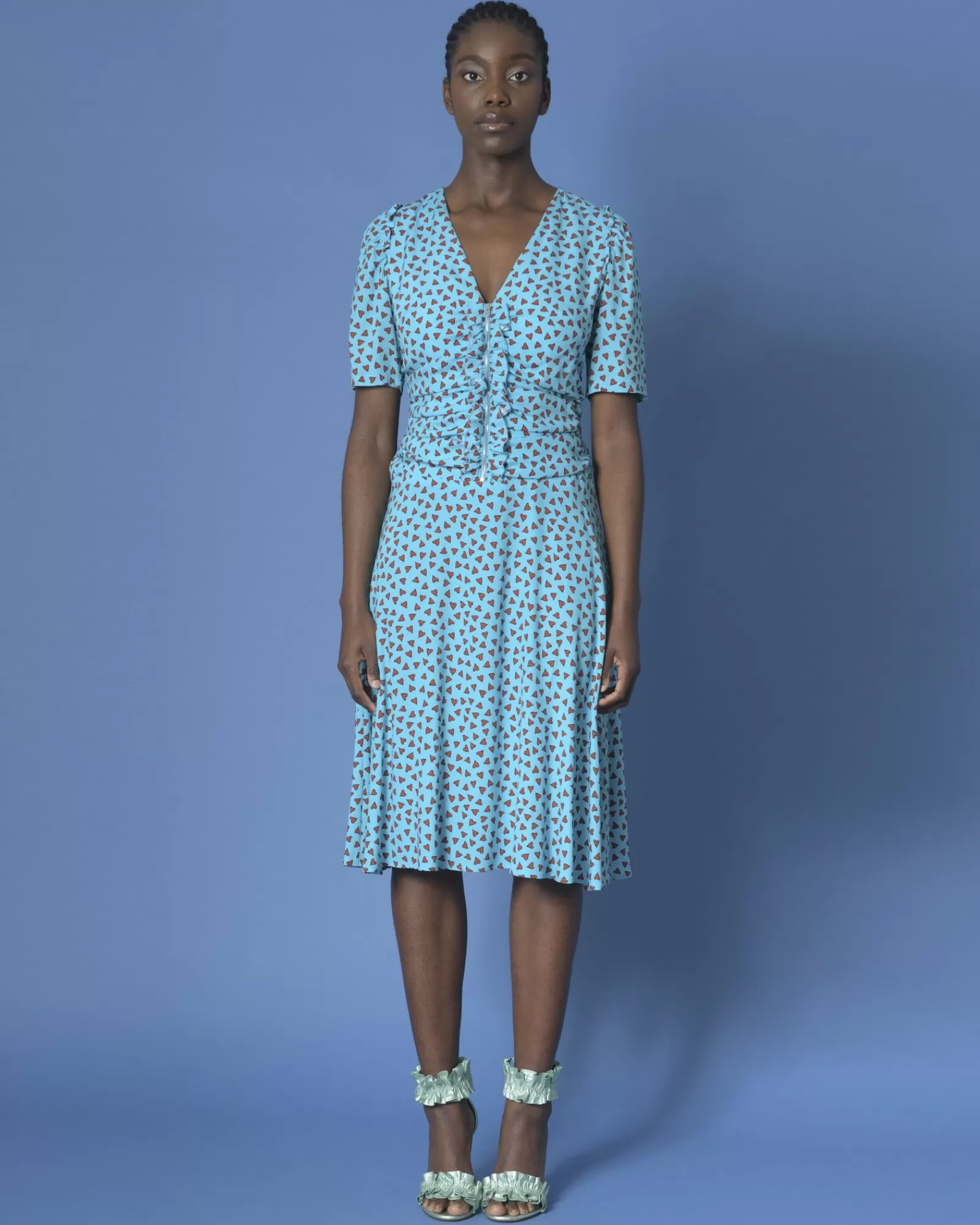 La Piscine Paris Robe en soie imprimée P.A.R.O.S.H Bleu Best Sale