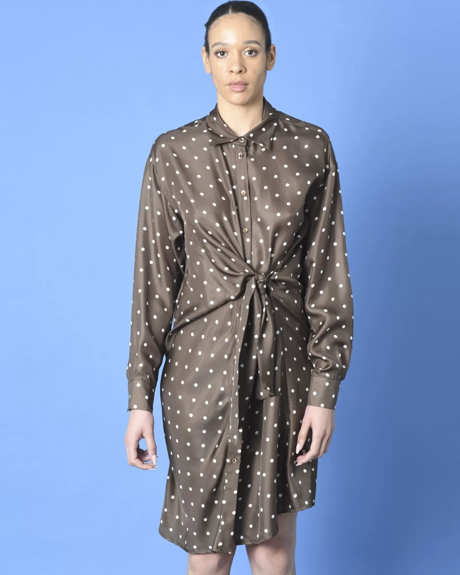 La Piscine Paris Robe en soie à poids blancs P.A.R.O.S.H Marron Shop