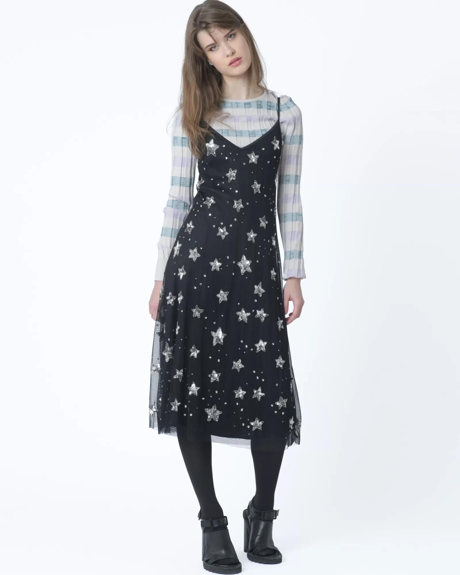 La Piscine Paris Robe en tulle brodée P.A.R.O.S.H Noir Outlet