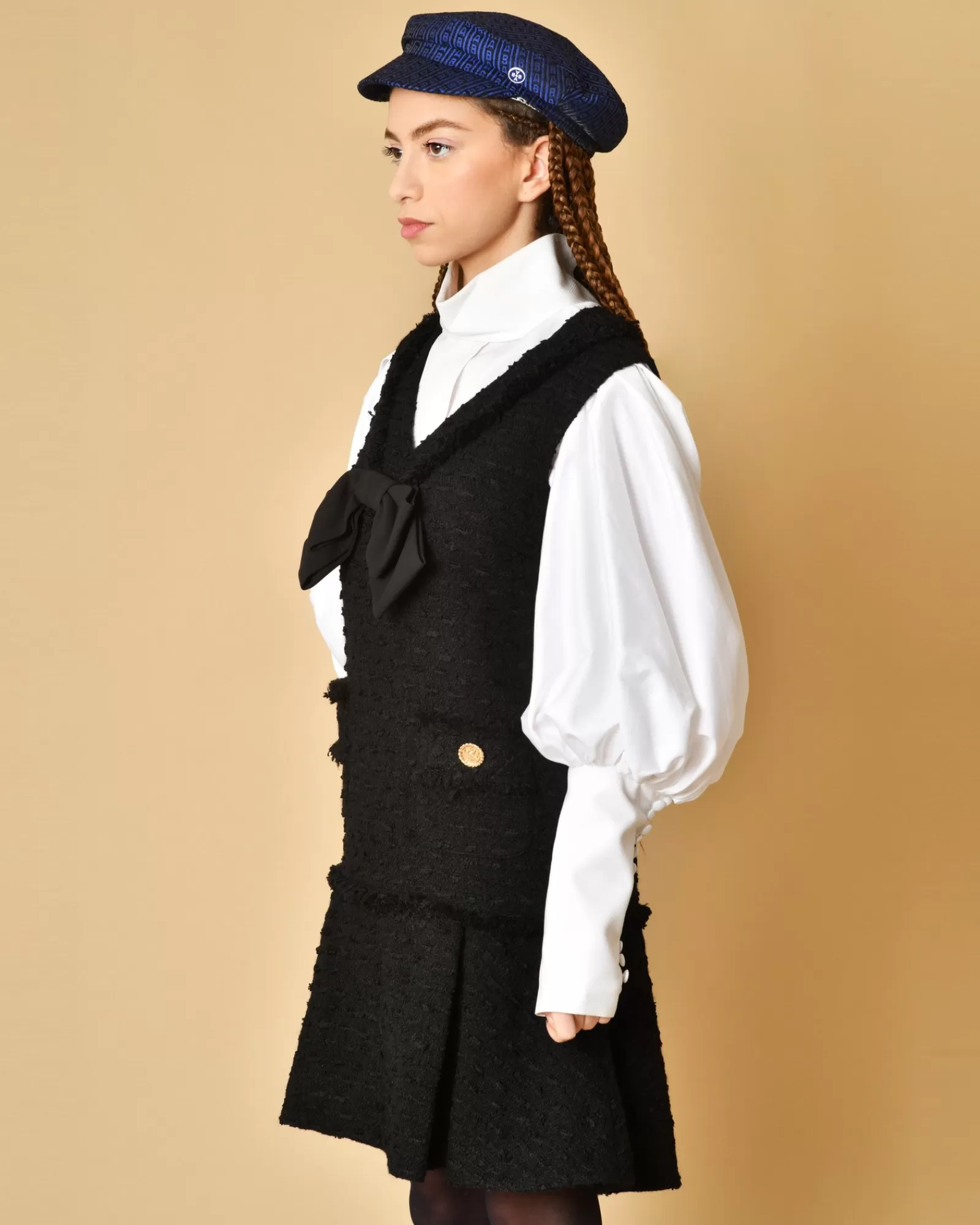 La Piscine Paris Robe en tweed à noeud Edward Achour Noir Clearance