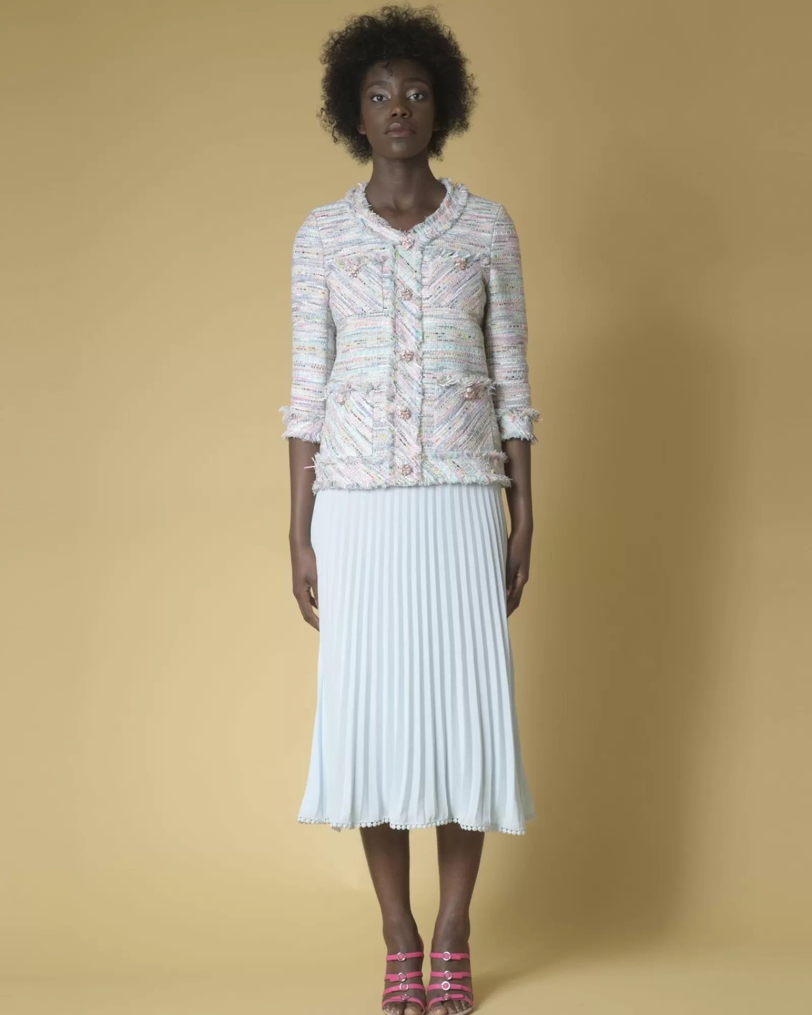 La Piscine Paris Robe en tweed et à plis Edward Achour Bleu Fashion
