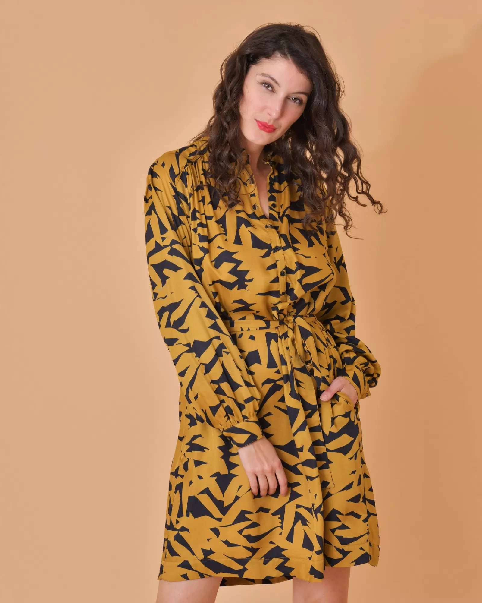La Piscine Paris Robe en viscose à imprimé abstrait Chloé Stora Jaune Fashion