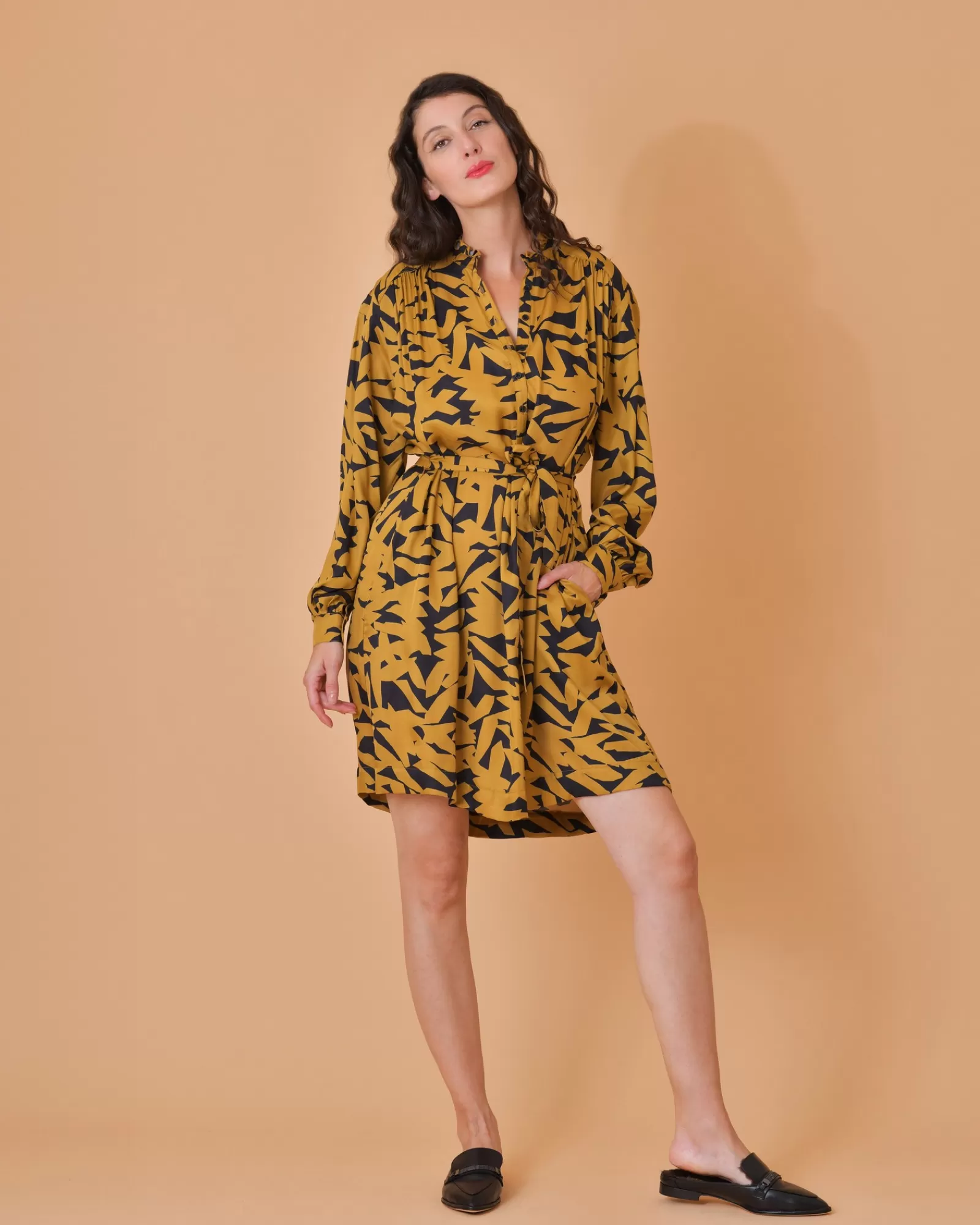 La Piscine Paris Robe en viscose à imprimé abstrait Chloé Stora Jaune Fashion