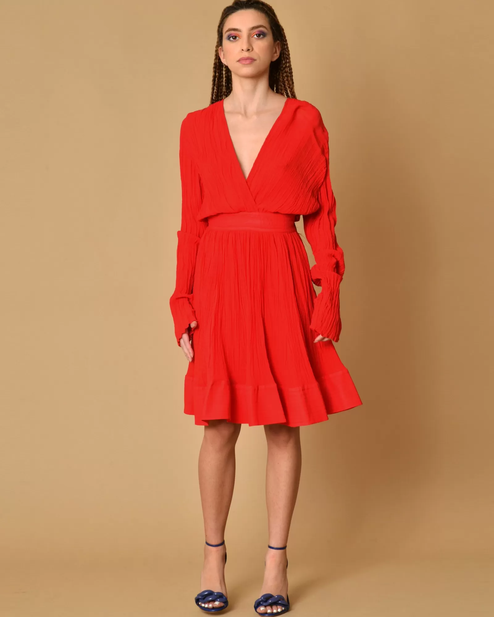 La Piscine Paris Robe en viscose plissé Mimi Liberté Rouge Clearance