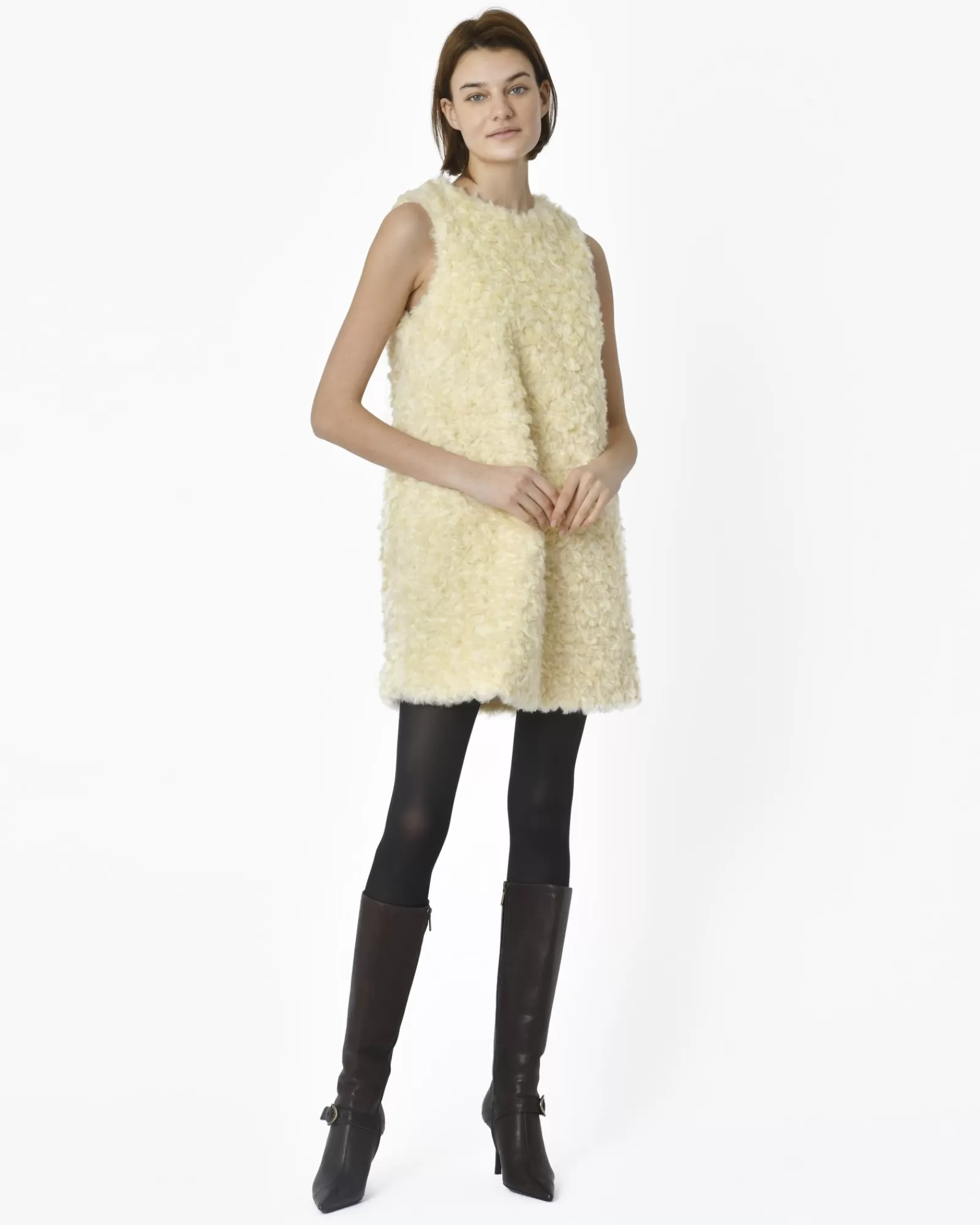 La Piscine Paris Robe fausse fourrure écru Blumarine Beige Shop