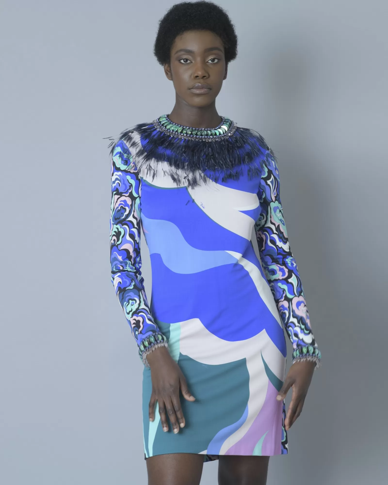 La Piscine Paris Robe imprimée Emilio Pucci Bleu Sale