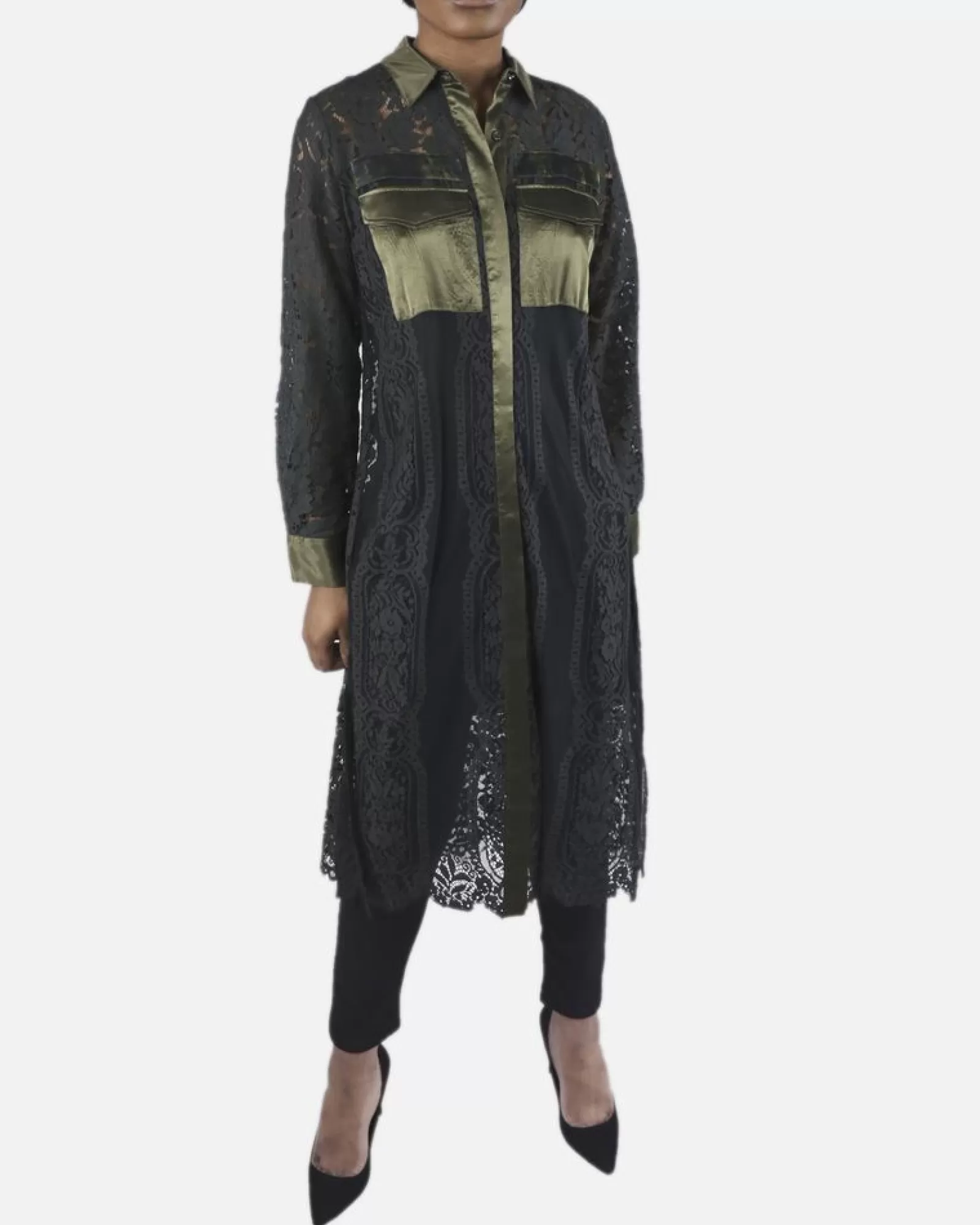 La Piscine Paris Robe en dentelle Isabelle Blanche Kaki Outlet