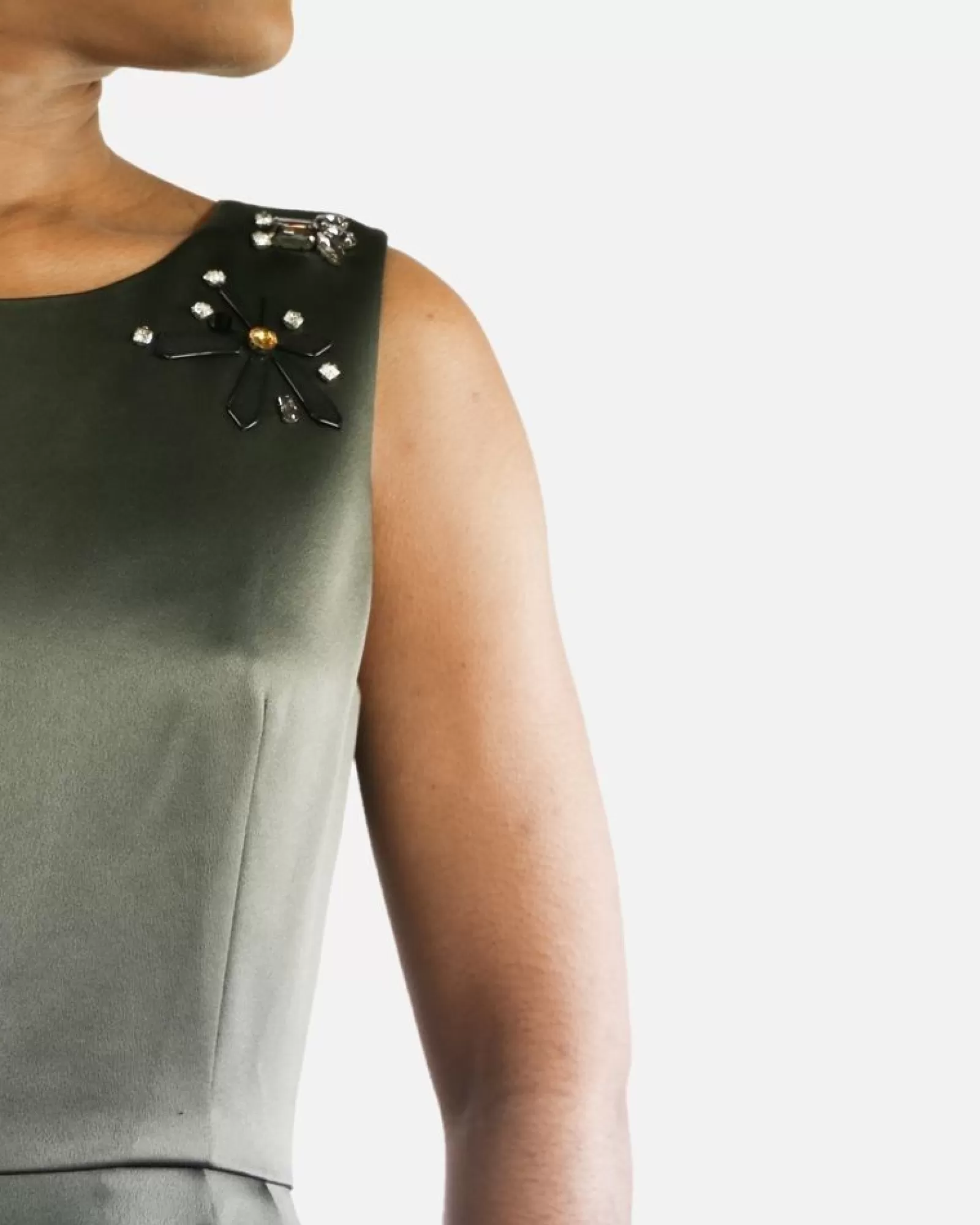 La Piscine Paris Robe inscruté de strass Isabelle Blanche Kaki Cheap