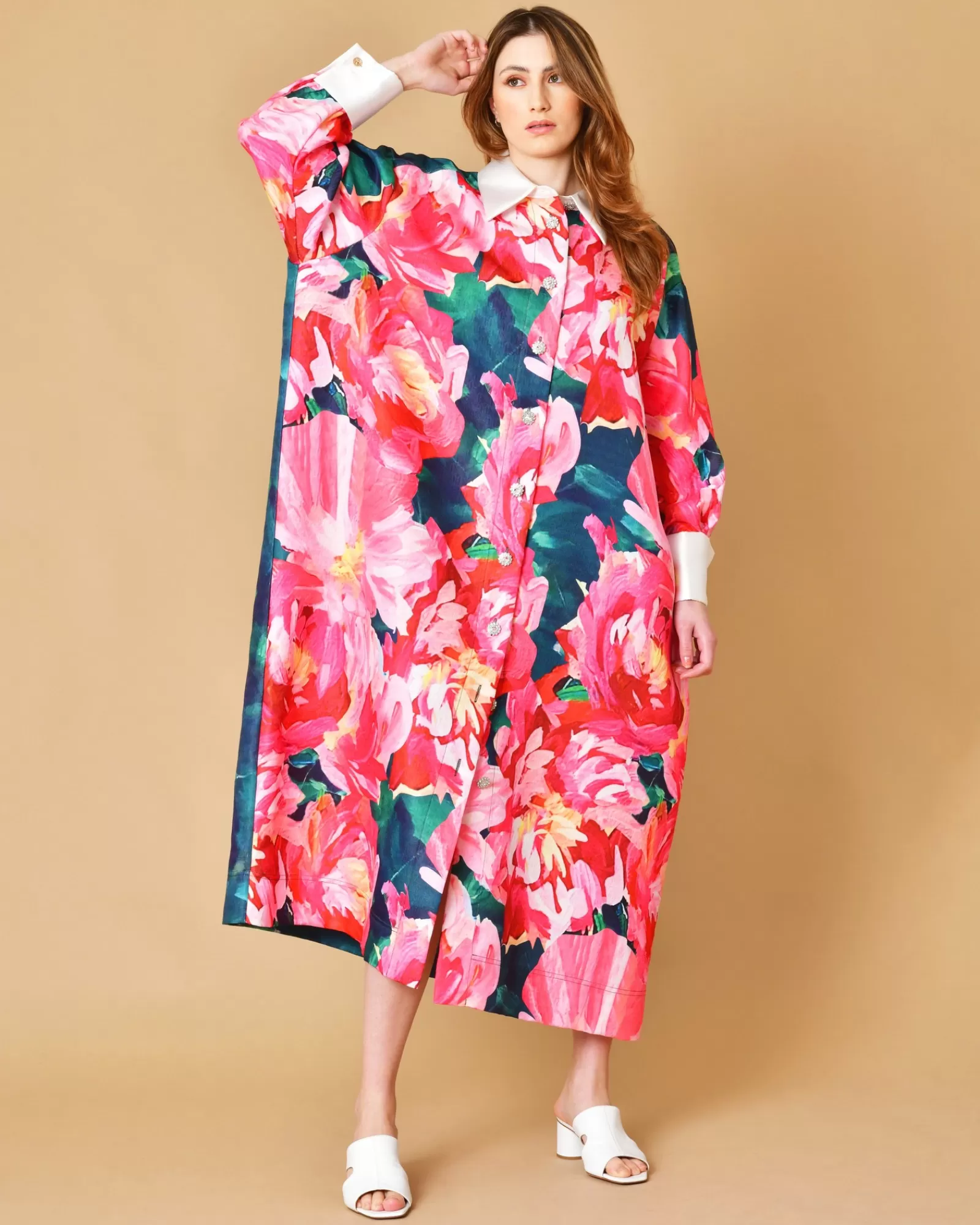 La Piscine Paris Robe longue à motif floraux Edward Achour Rose Online