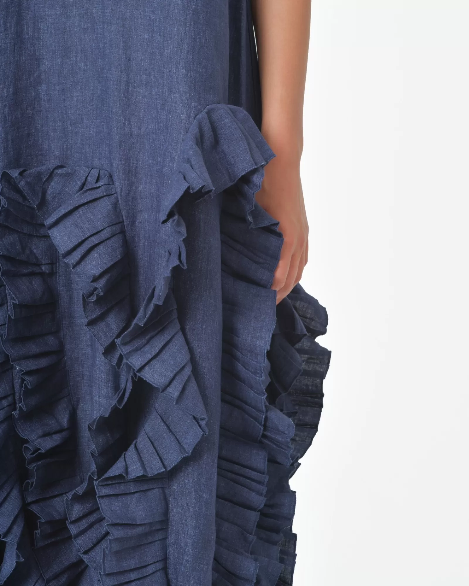 La Piscine Paris Robe longue à volants Stefano Mortari Bleu Cheap