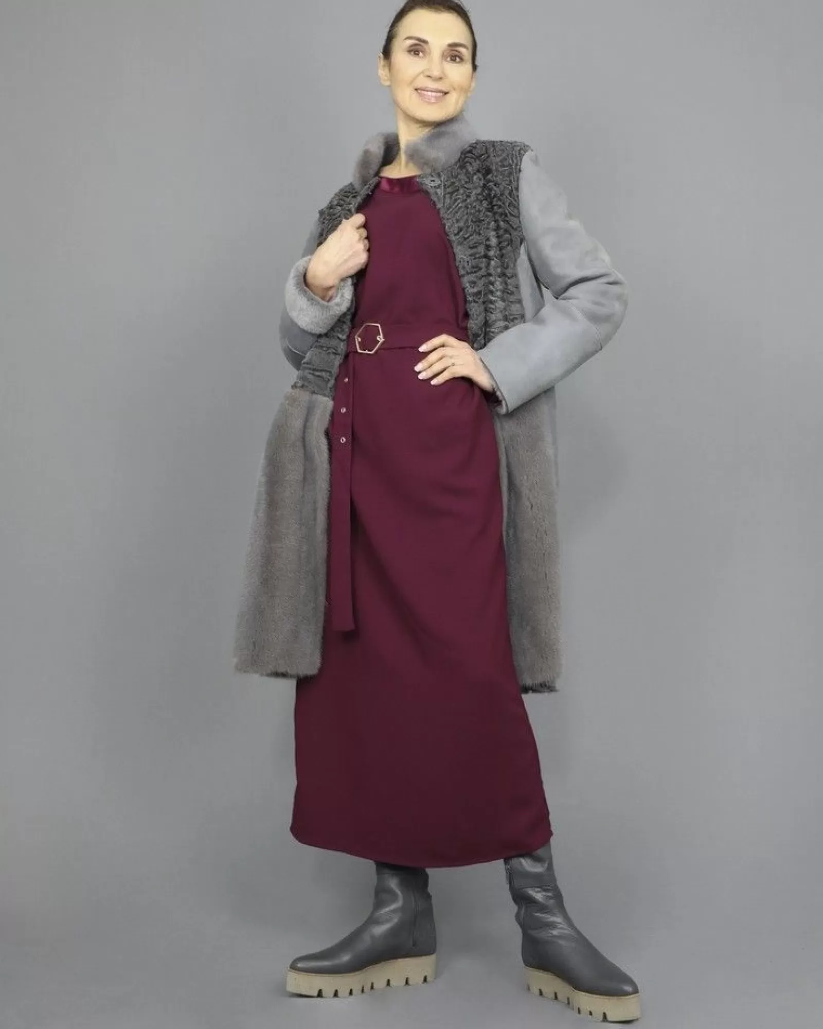 La Piscine Paris Robe longue en crêpe à finitions satin Space Simona Corsellini Violet Clearance