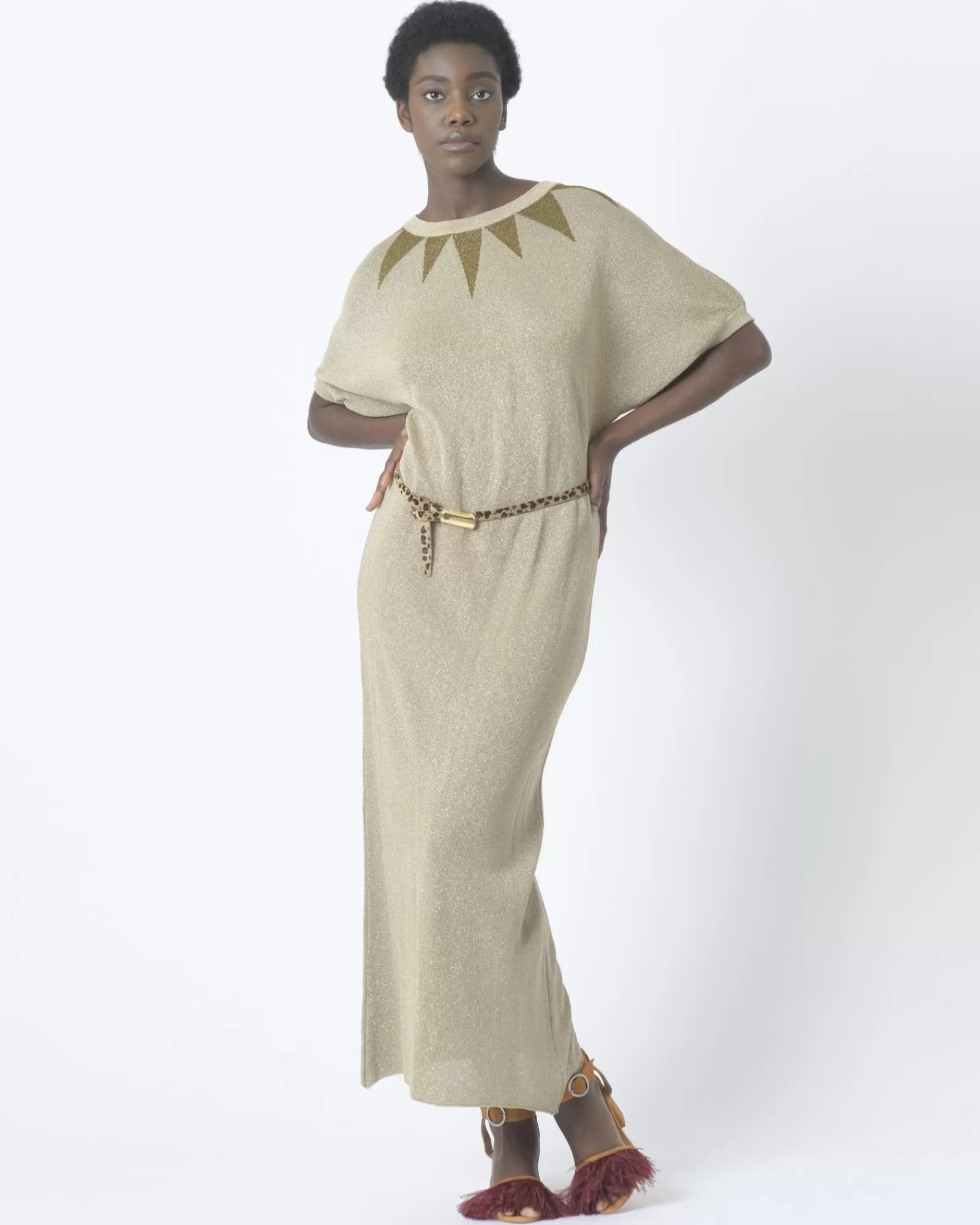 La Piscine Paris Robe longue en lurex Soho Doré Flash Sale