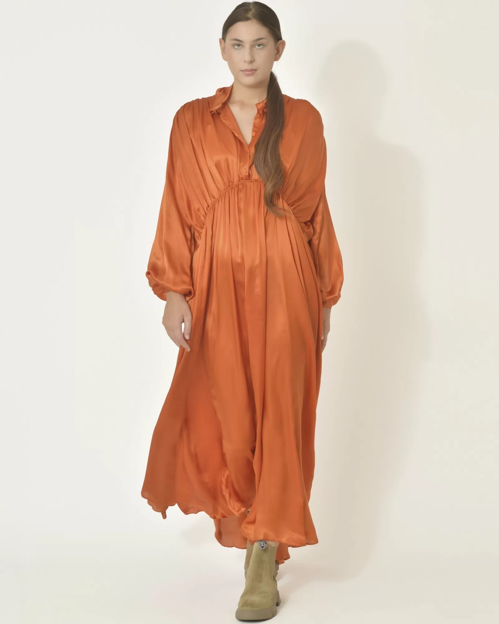 La Piscine Paris Robe longue en soie plissée Forte-Forte Orange Store