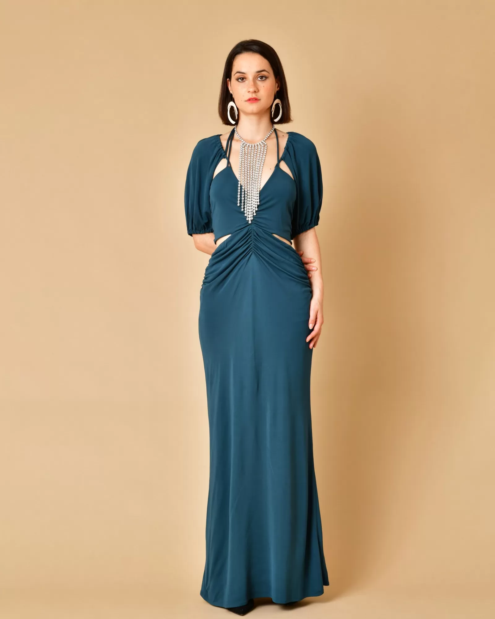 La Piscine Paris Robe longue en viscose à manches amovibles Béatrice B Vert New