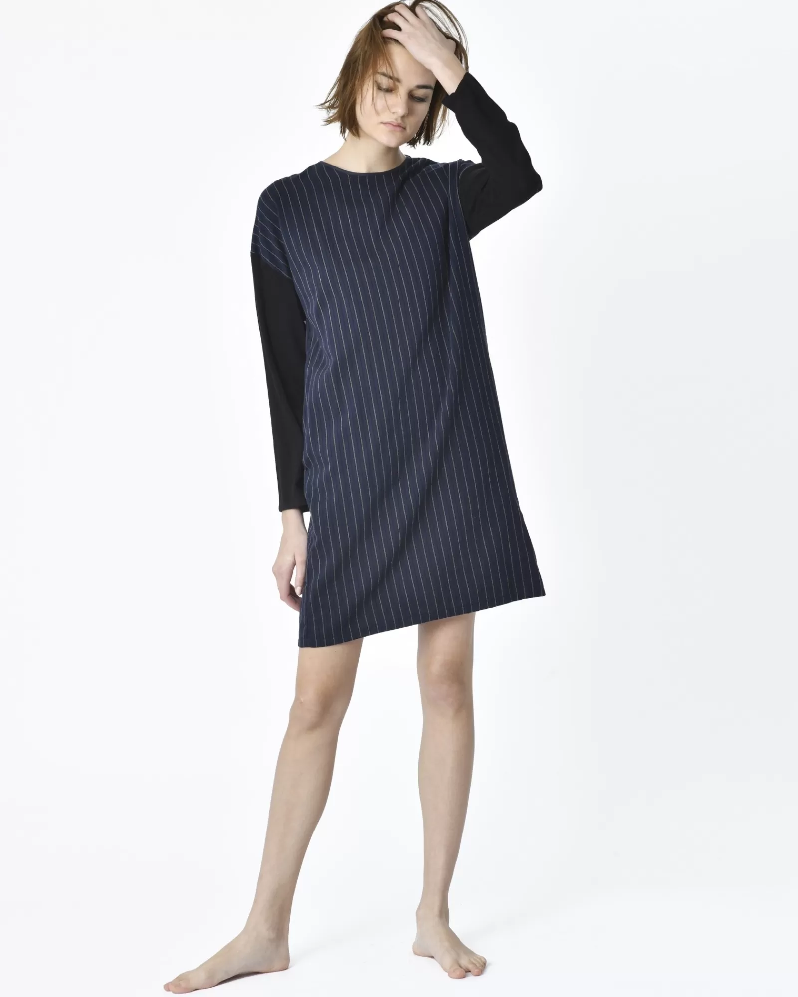 La Piscine Paris Robe manche longue rayé marine, noir Avn Bleu Hot