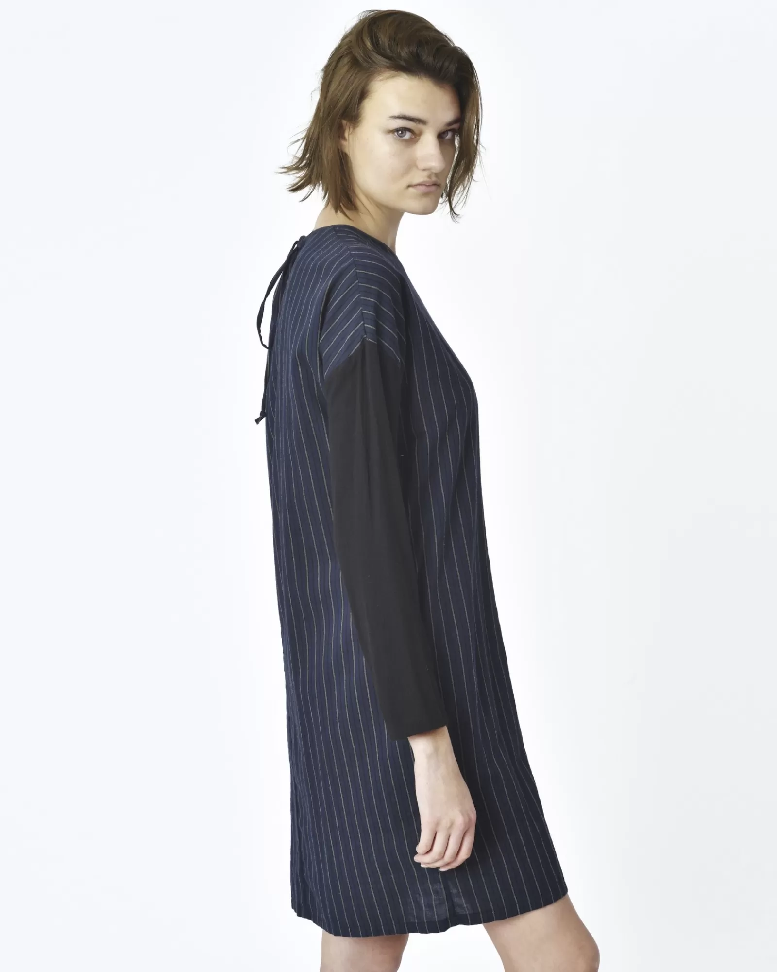 La Piscine Paris Robe manche longue rayé marine, noir Avn Bleu Hot