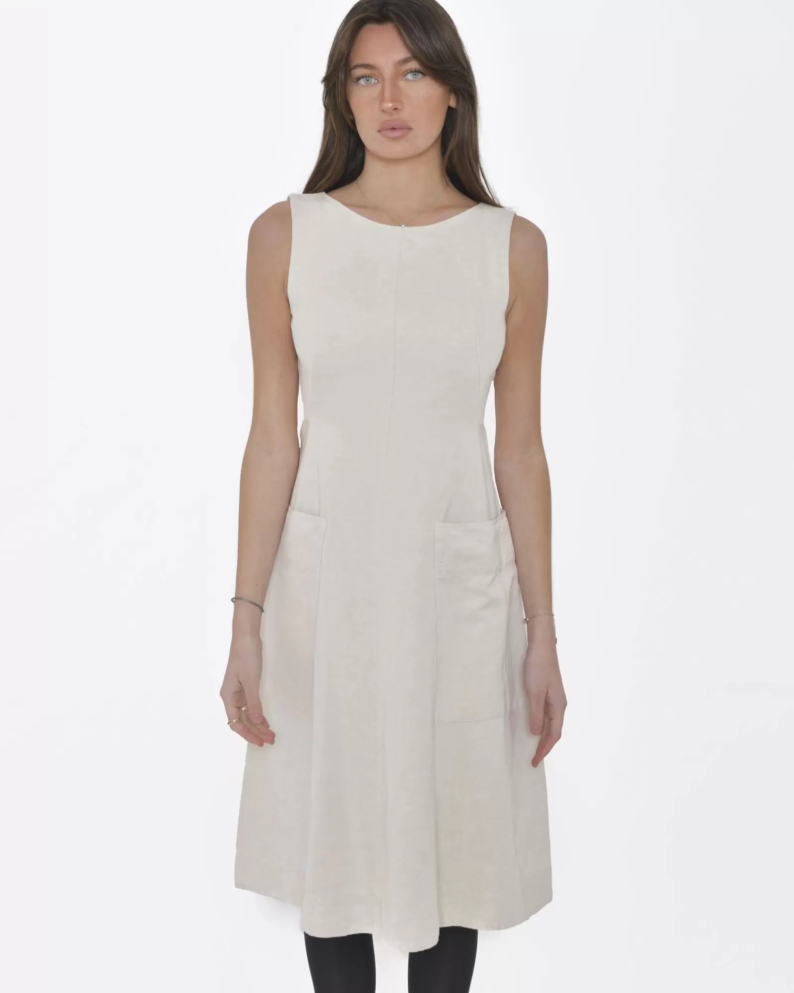 La Piscine Paris Robe mi-longue Lin Stefano Mortari Blanc Best Sale