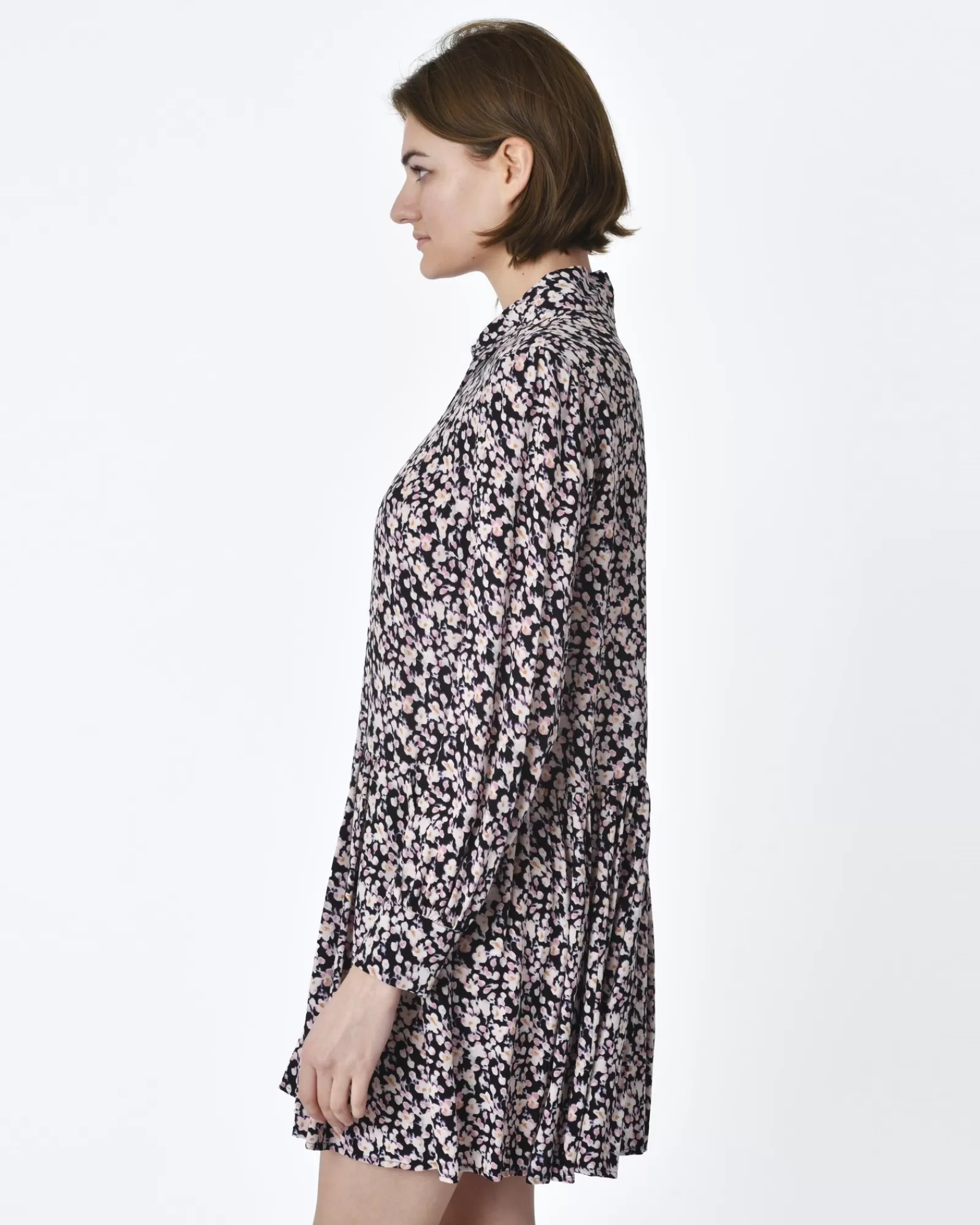 La Piscine Paris Robe motif all over fleur fond noir Idano Rose Outlet