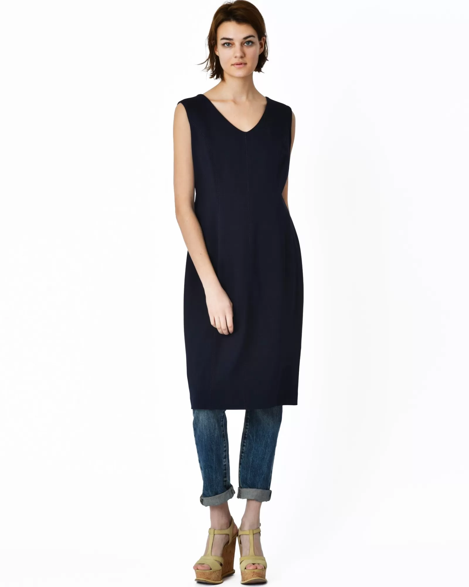 La Piscine Paris Robe moulante e col V Maria Grazia Severi Bleu Online