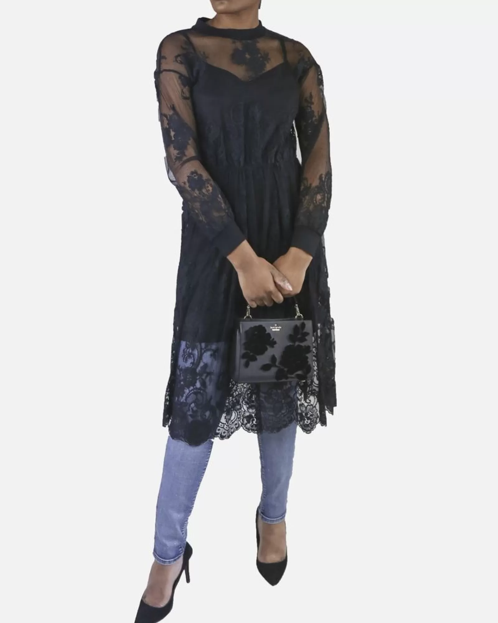 La Piscine Paris Robe e en dentelle ajourée Isabelle Blanche Noir Store