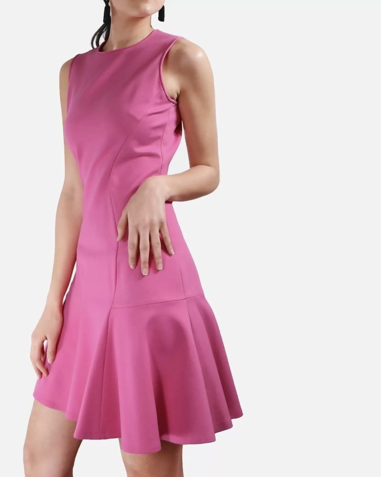 La Piscine Paris Robe patineuse en rayonne à volant Michael Kors Rose Cheap