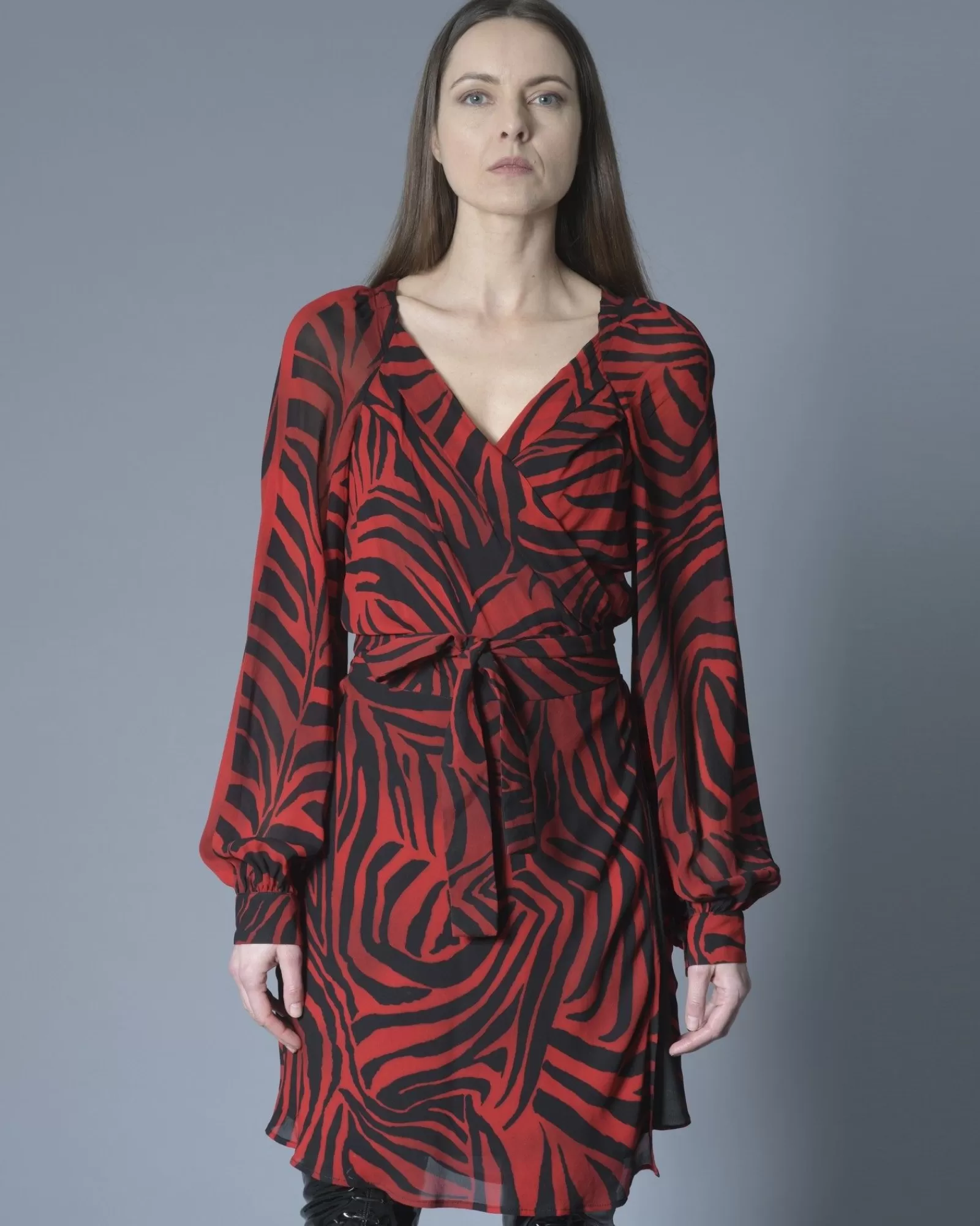 La Piscine Paris Robe portefeuille en crêpe imprimé Rouge Discount