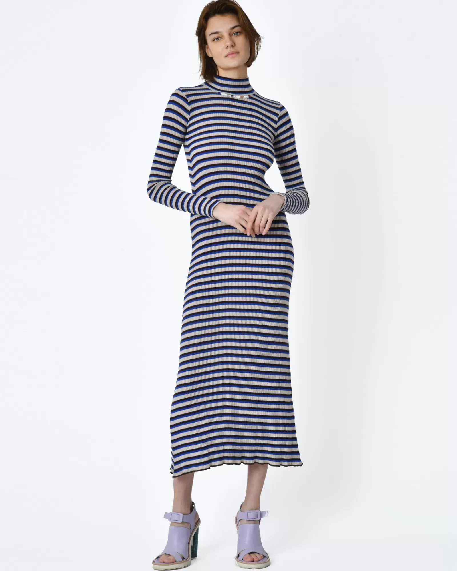 La Piscine Paris Robe rayée marron blanc moulante Forte Forte Bleu Store