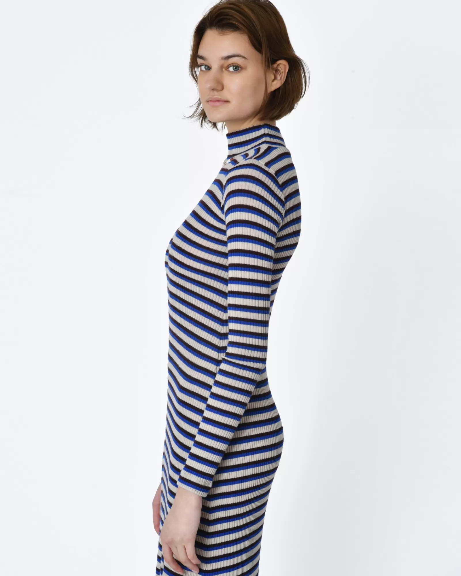 La Piscine Paris Robe rayée marron blanc moulante Forte Forte Bleu Store