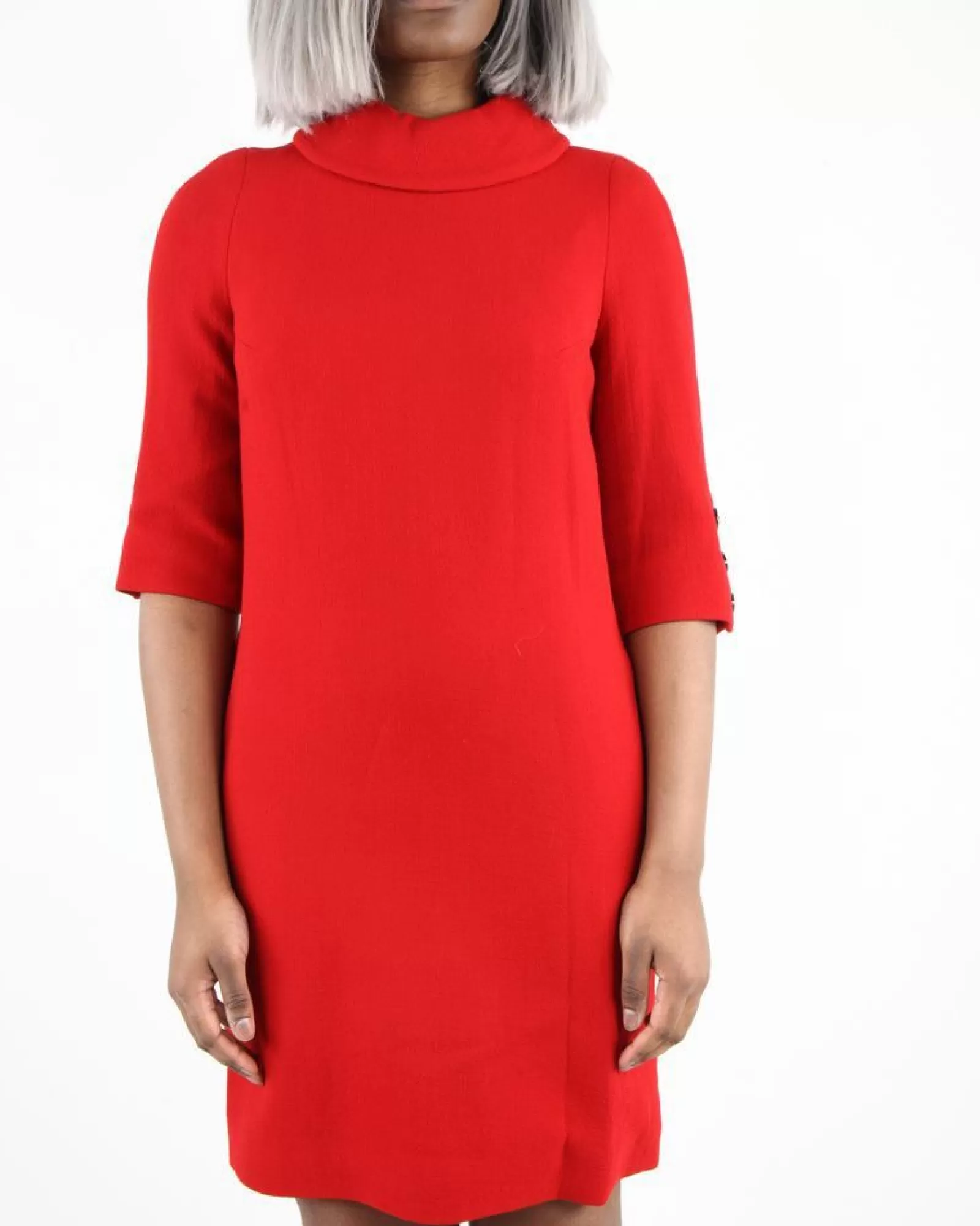 La Piscine Paris Robe élégante à col roulé châle Edward Achour Rouge Best Sale