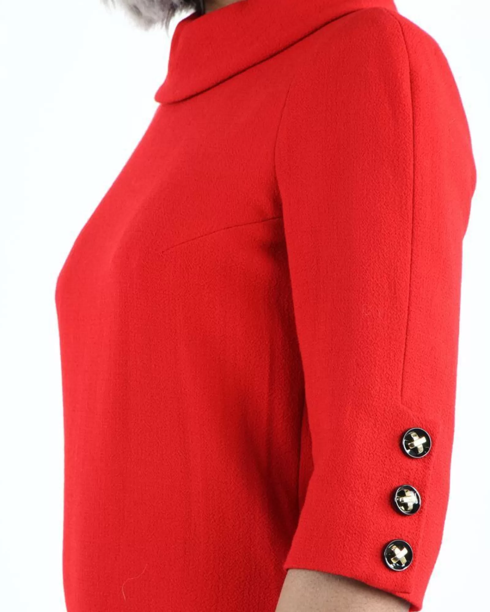 La Piscine Paris Robe élégante à col roulé châle Edward Achour Rouge Best Sale