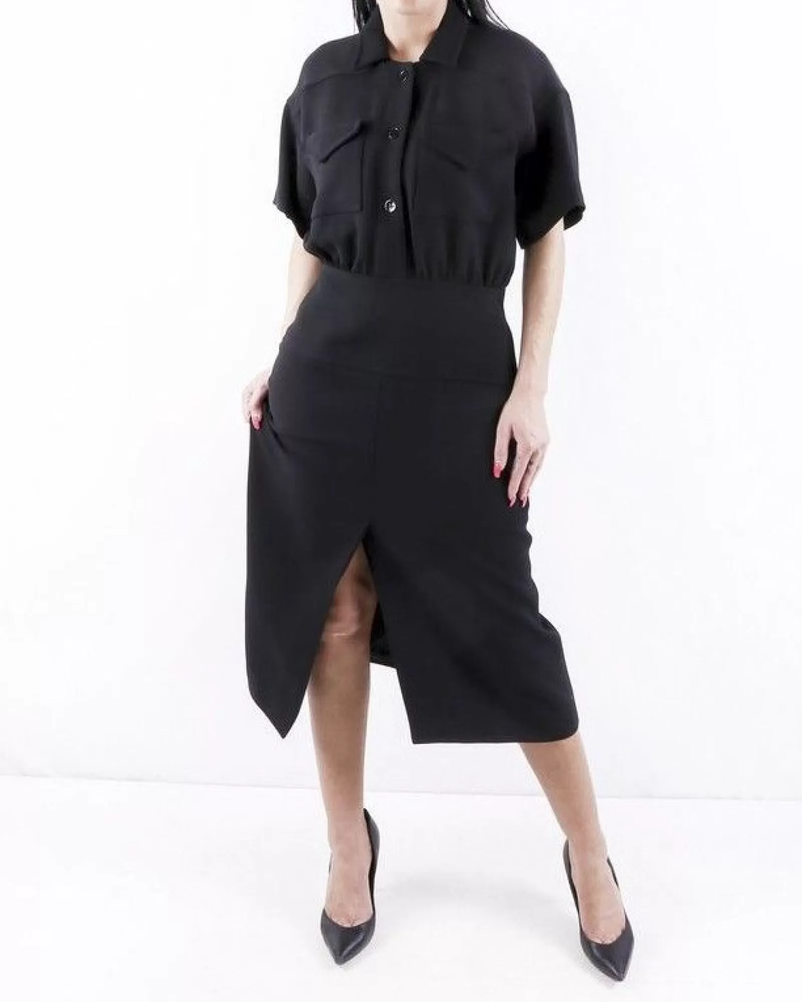 La Piscine Paris Robe tailleur en laine à poche cargo Courrèges Noir Sale