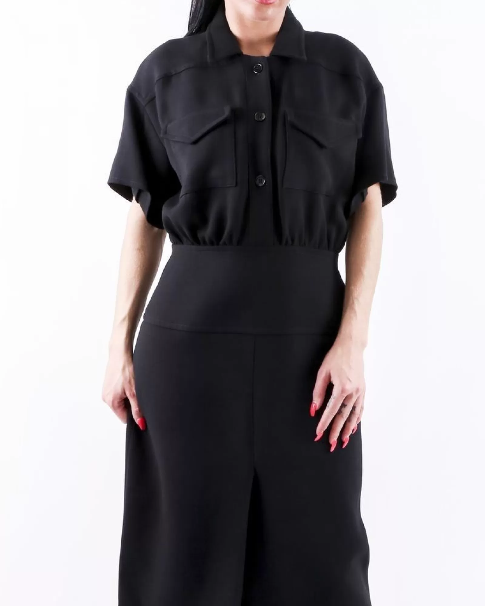 La Piscine Paris Robe tailleur en laine à poche cargo Courrèges Noir Sale