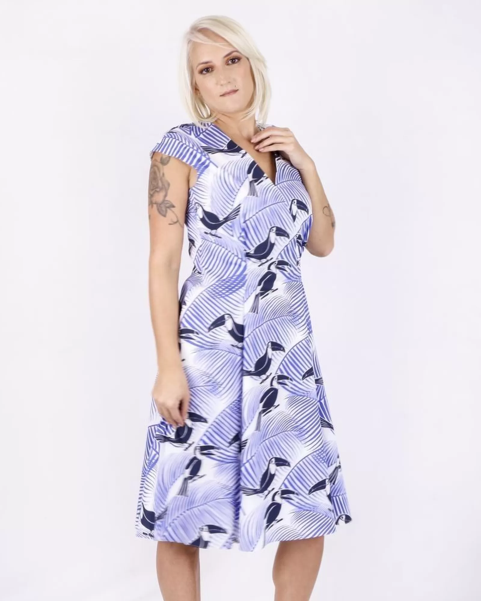 La Piscine Paris Robe trapèze he à imprimé tropical Laurel Blanc Outlet