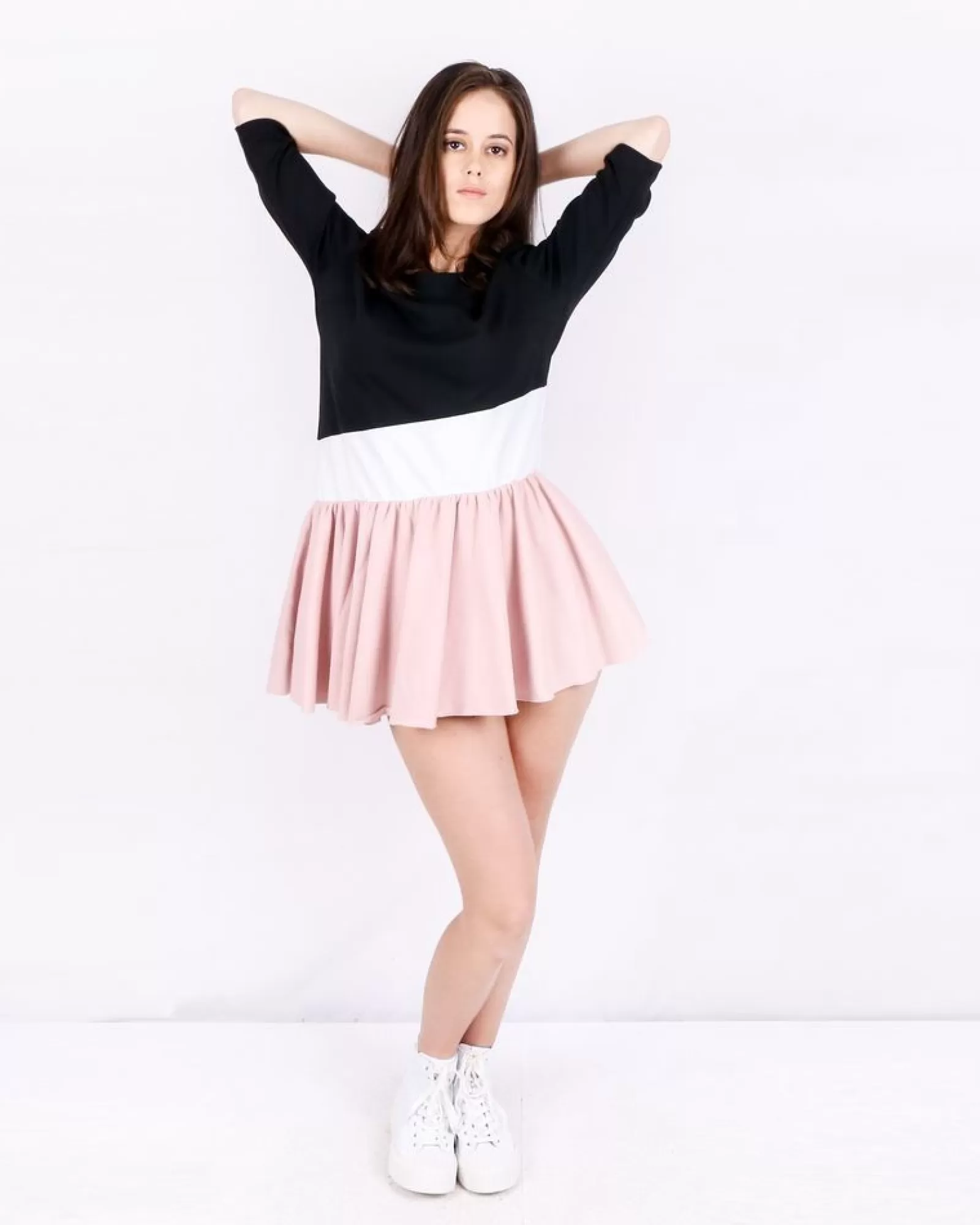 La Piscine Paris Robe tricolore à jupe plissée Jijil Rose Fashion