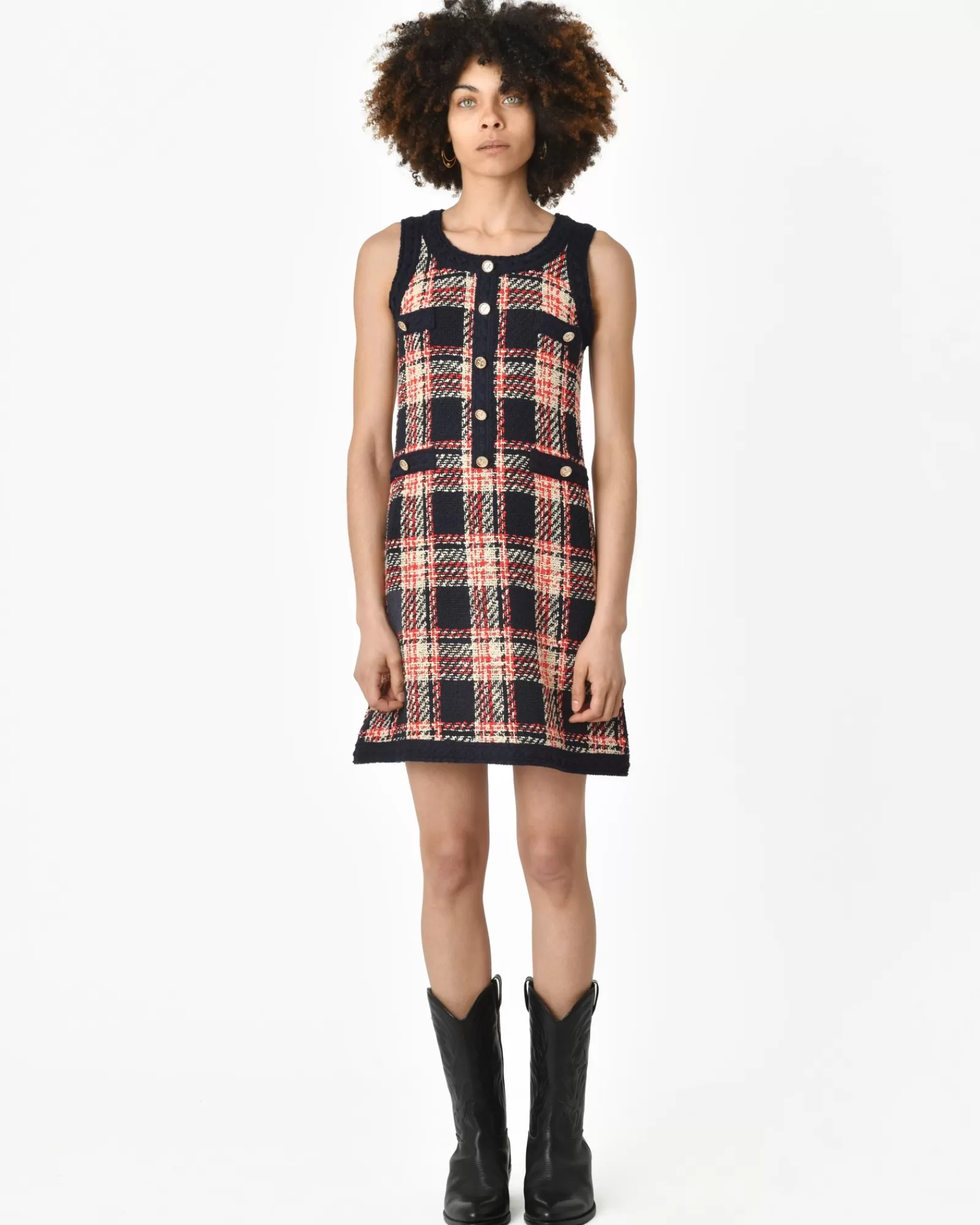 La Piscine Paris Robe tweed Edward Achour Bleu Discount