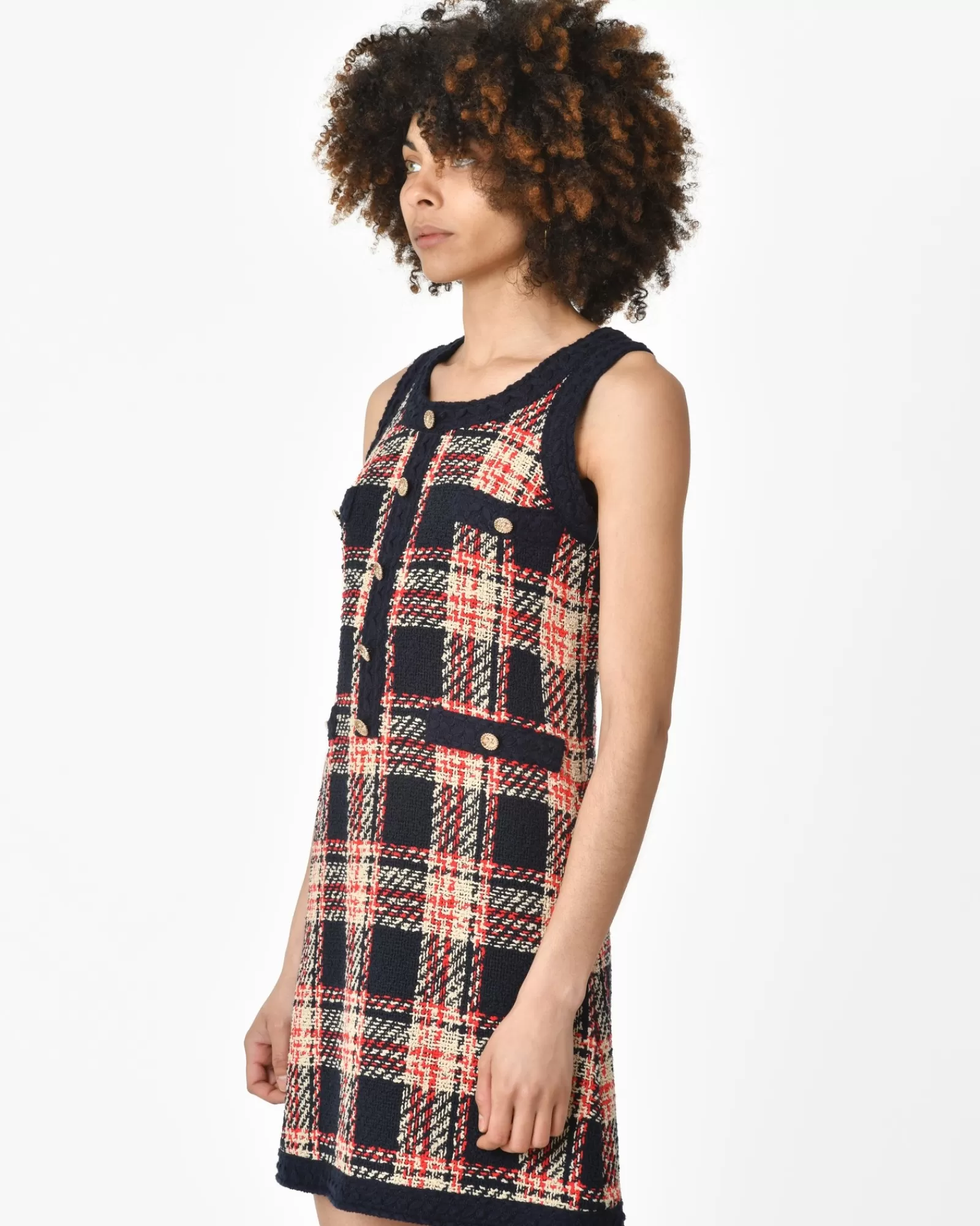 La Piscine Paris Robe tweed Edward Achour Bleu Discount