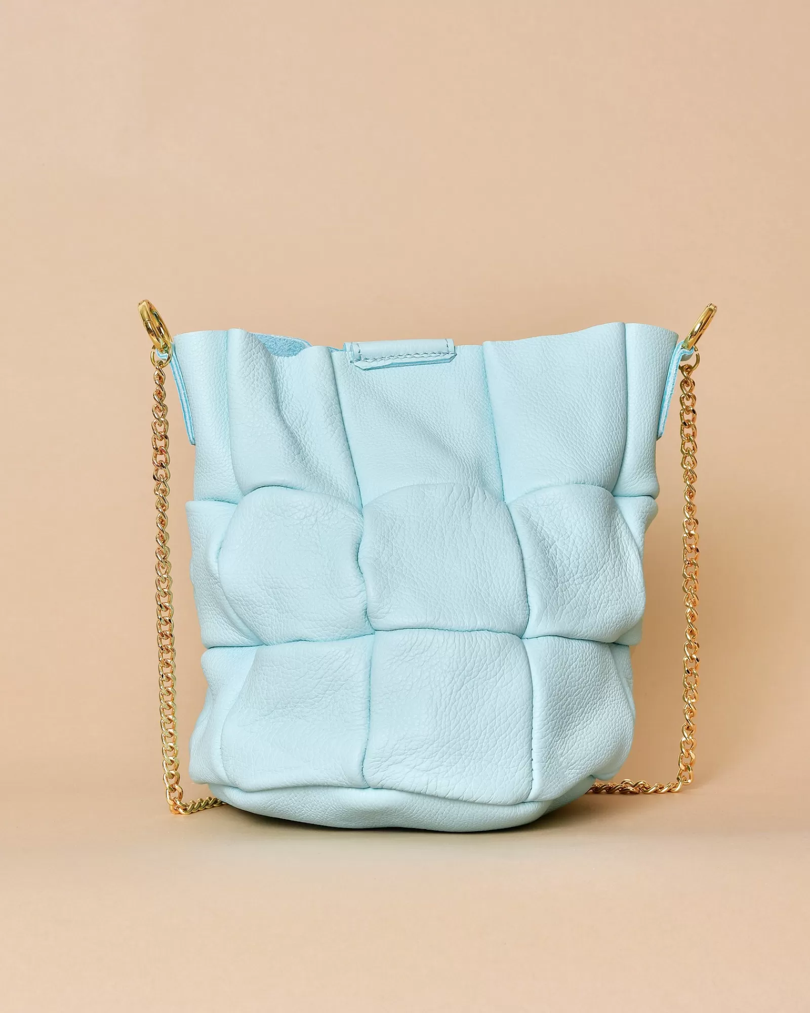 La Piscine Paris Sac à main en cuir avec chaîne dorée Falorni Bleu Outlet