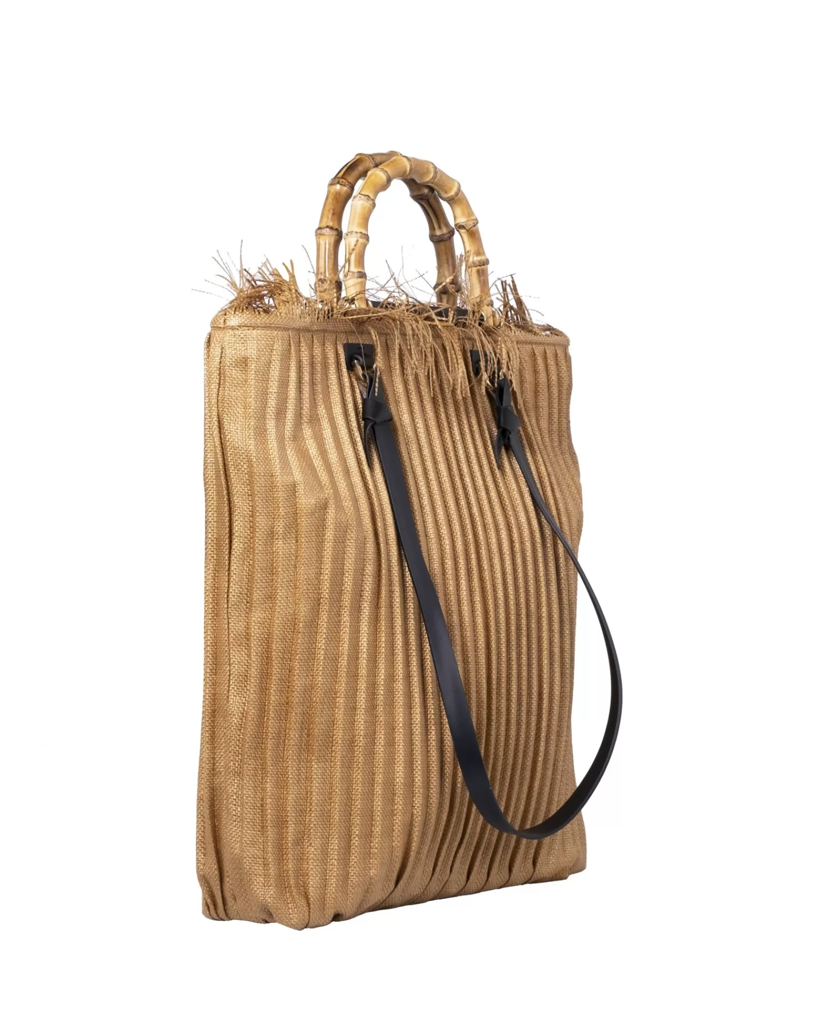 La Piscine Paris Sac à main double poignée en bambou Anita Bilardi Beige New