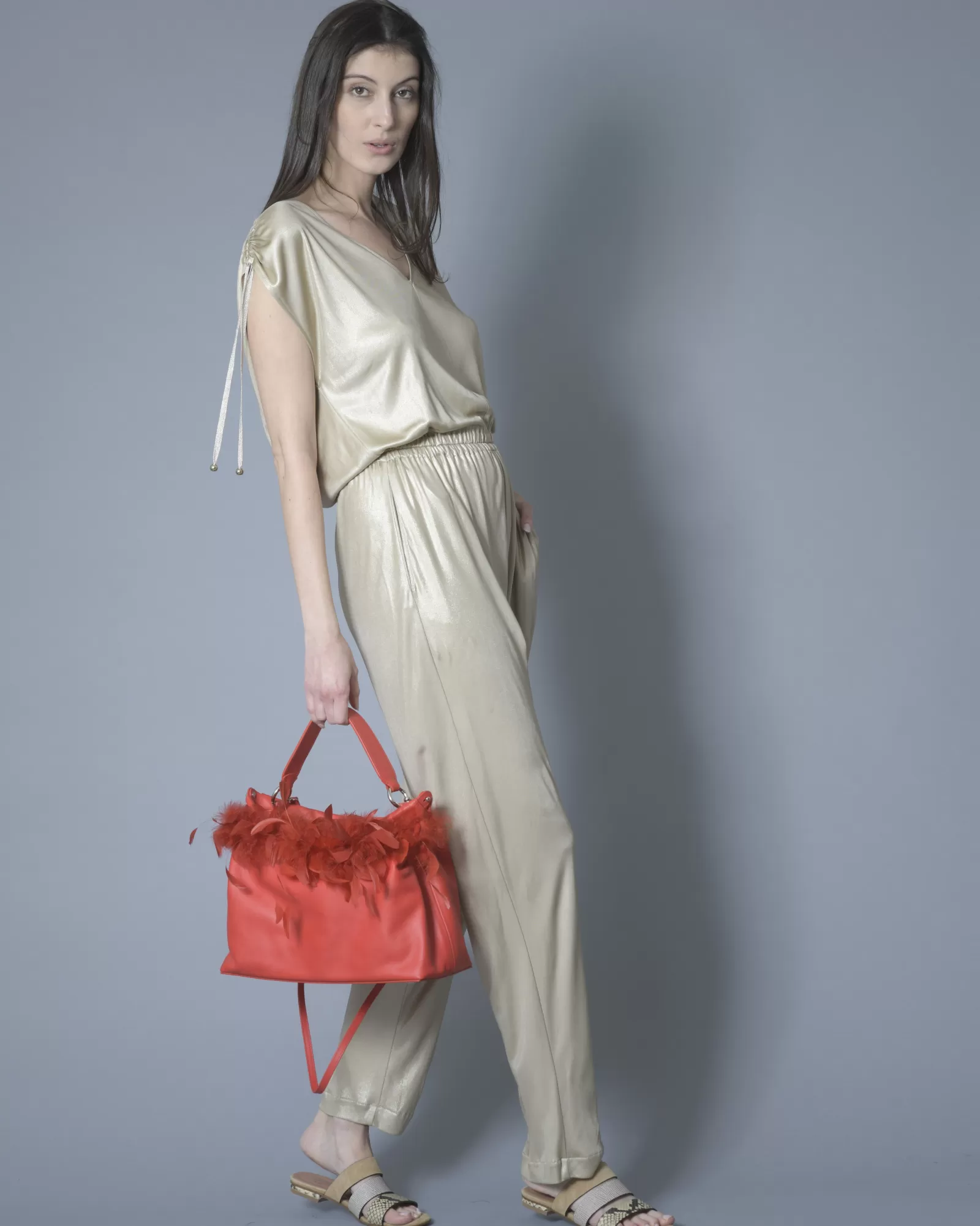 La Piscine Paris Sac à main en cuir à plume Carditosale Rouge Flash Sale
