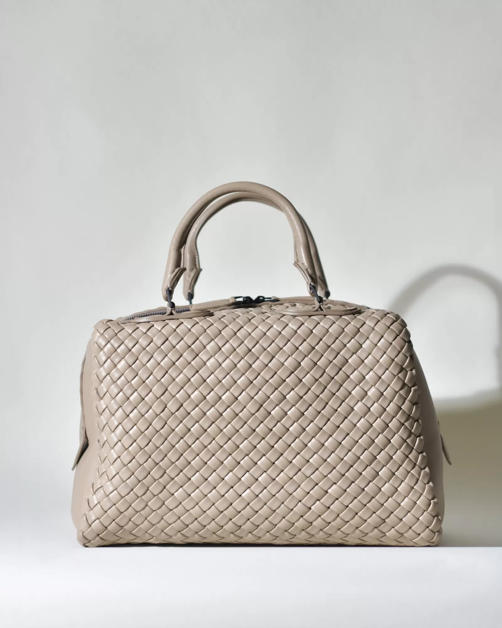 La Piscine Paris Sac à main en cuir lisse tressé Falorni Taupe Best Sale