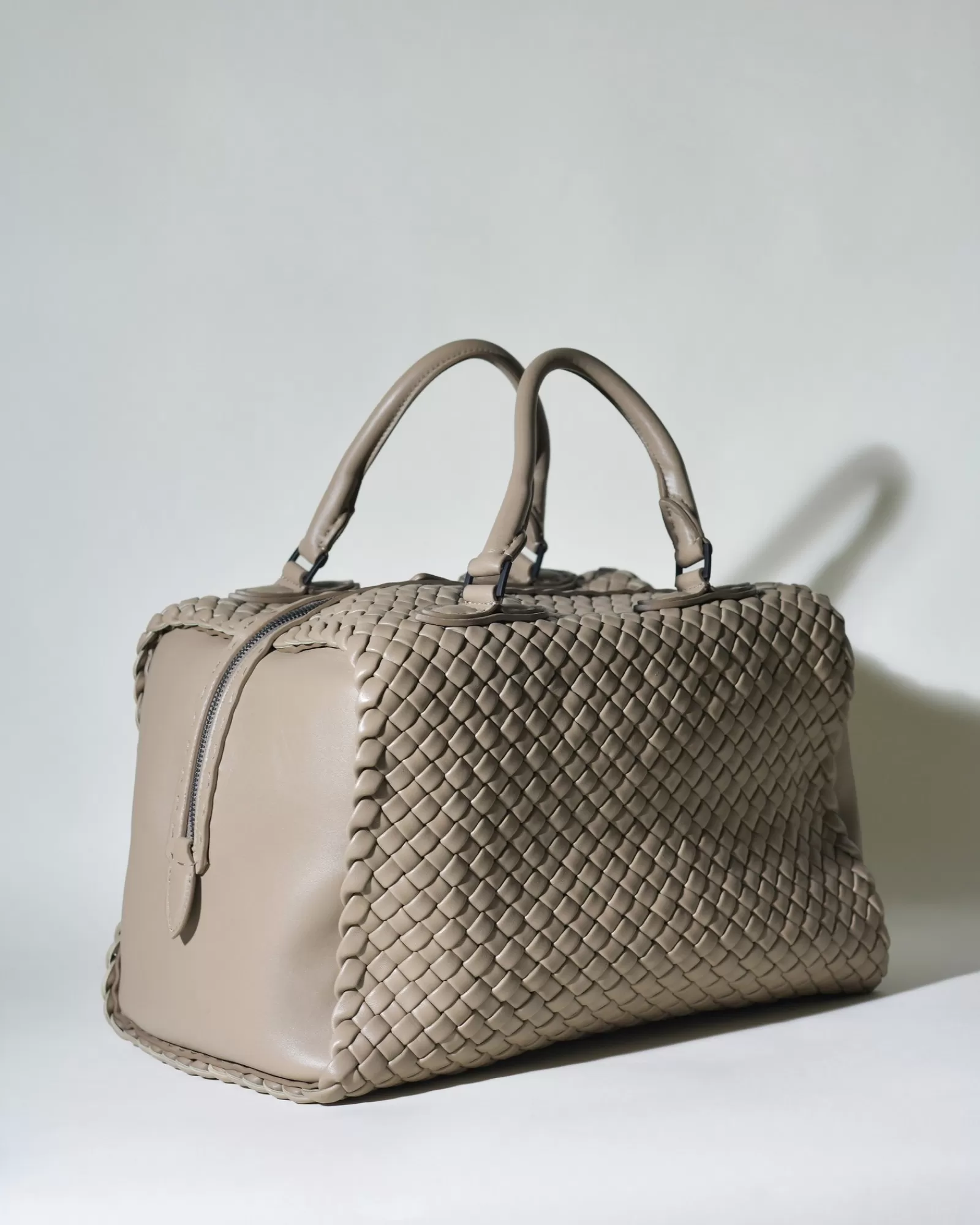 La Piscine Paris Sac à main en cuir lisse tressé Falorni Taupe Best Sale