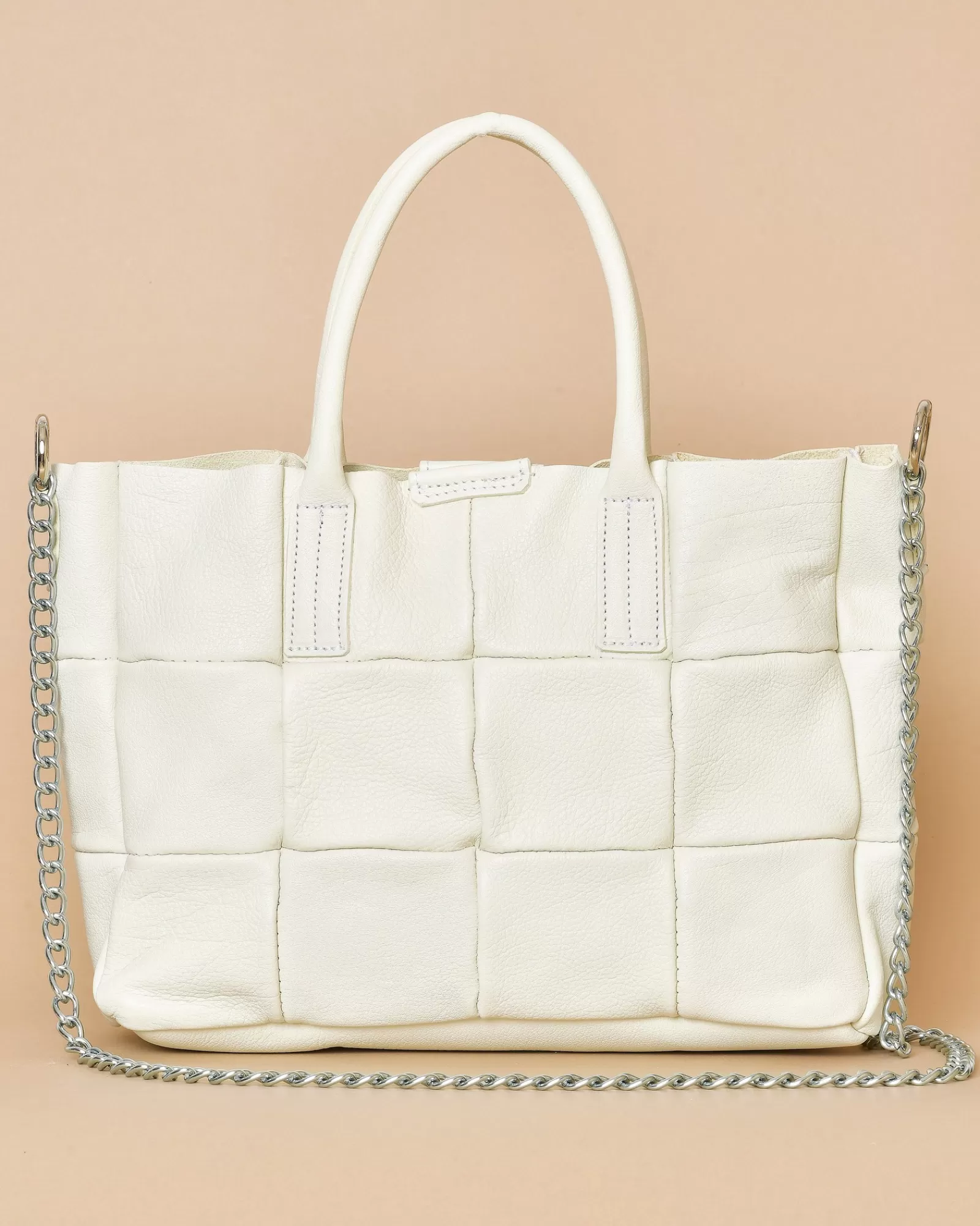 La Piscine Paris Sac à main en cuir texturé cassé Falorni Blanc Store