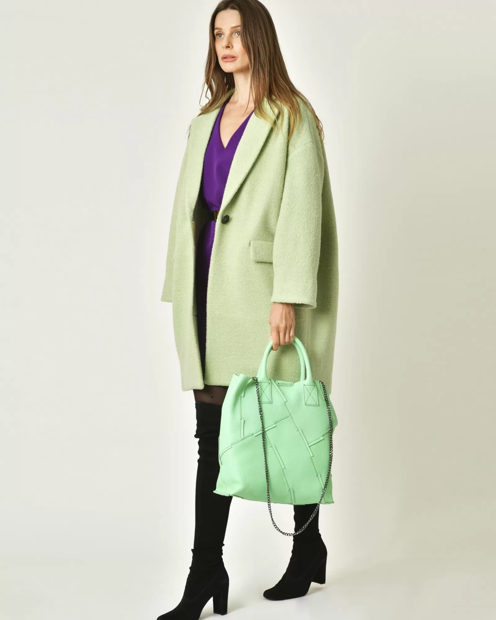 La Piscine Paris Sac à main en cuir texturé Falorni Vert Shop